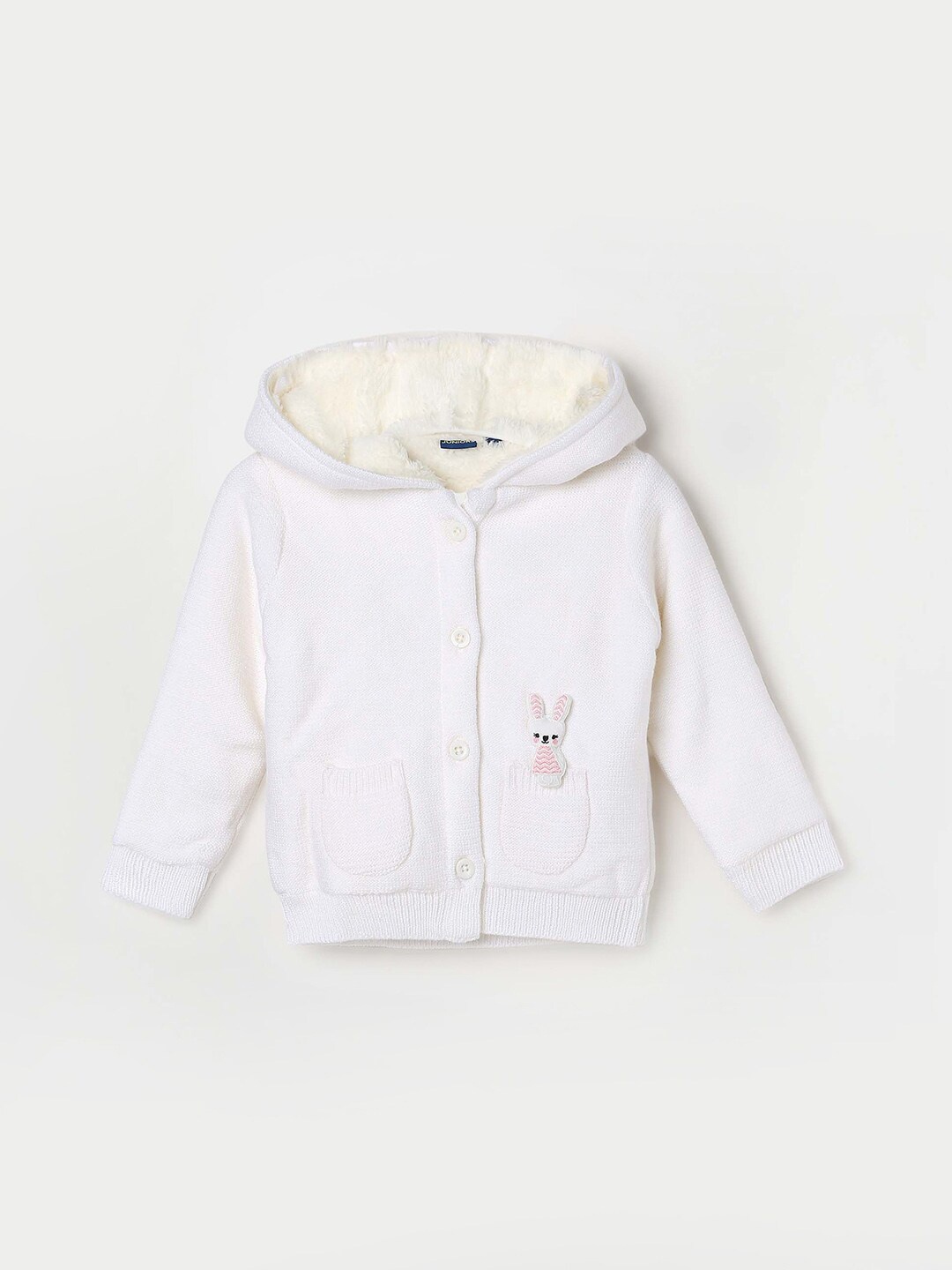 Juniors by Lifestyle Girls Hooded Acrylic Cardigan, White