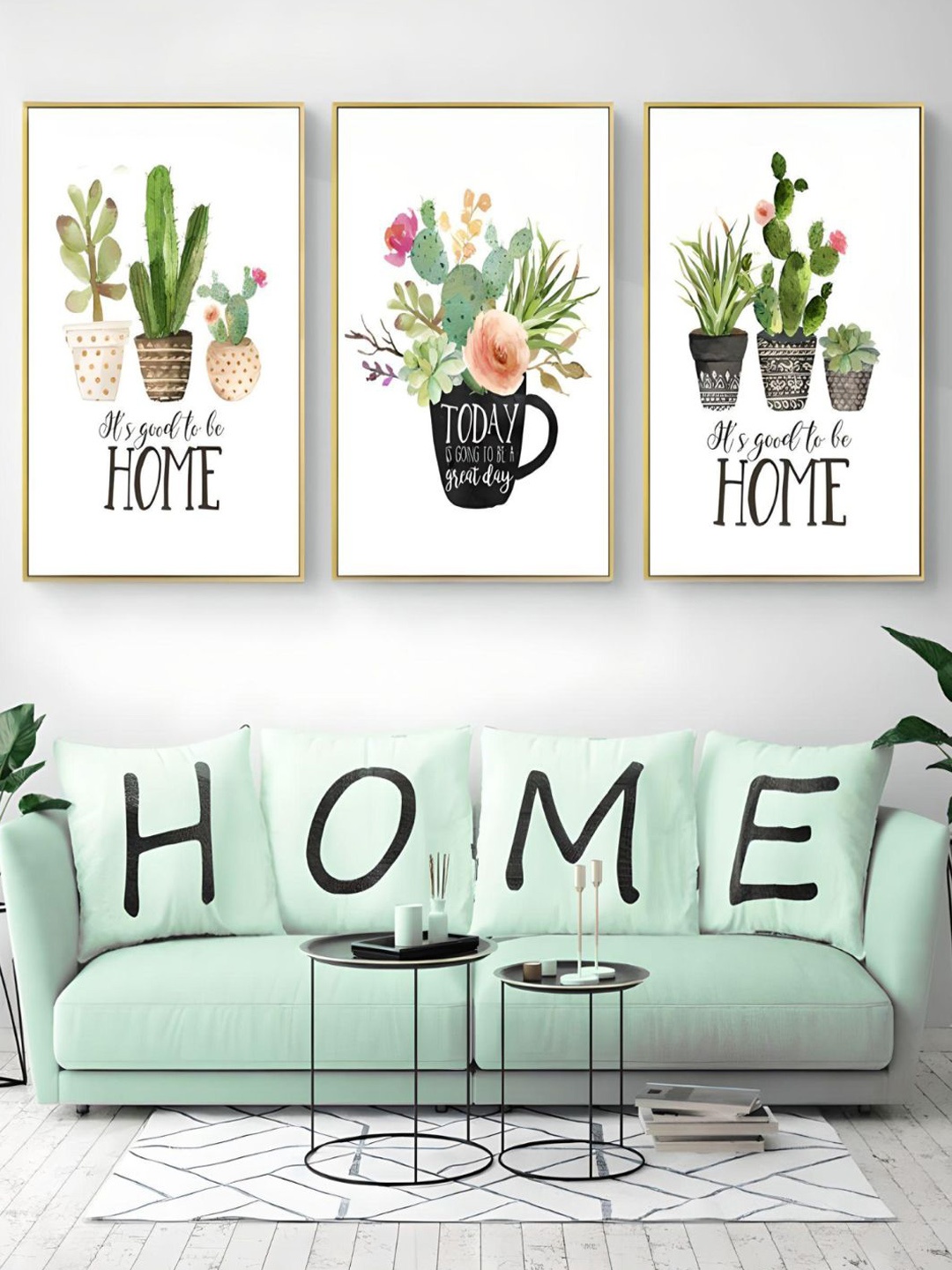 THE HANDMADE FLAIR Green & White 3 Pieces Cactus Plant Pots Botanic Painting Wall Arts
THE HANDMADE FLAIR Green & White 3 Pieces Cactus Plant Pots Botanic Painting Wall Arts