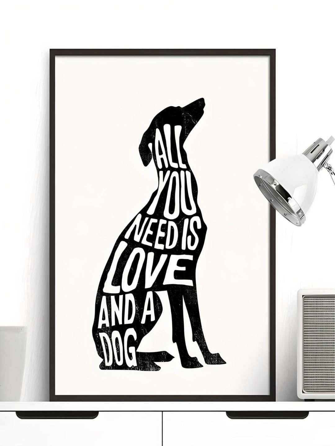 THE HANDMADE FLAIR Black & White All You Need Is Love And A Dog-Printed Framed Wall Art
THE HANDMADE FLAIR Black & White All You Need Is Love And A Dog-Printed Framed Wall Art