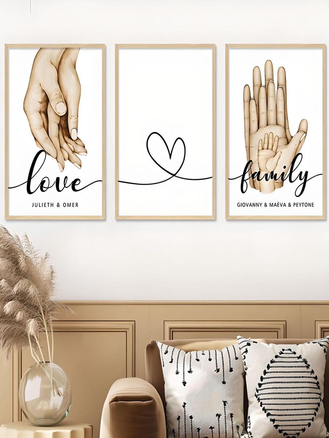THE HANDMADE FLAIR Off-White & Brown 3 Pcs Family Names Hands Poster Love Canvas Wall Art
THE HANDMADE FLAIR Off-White & Brown 3 Pcs Family Names Hands Poster Love Canvas Wall Art