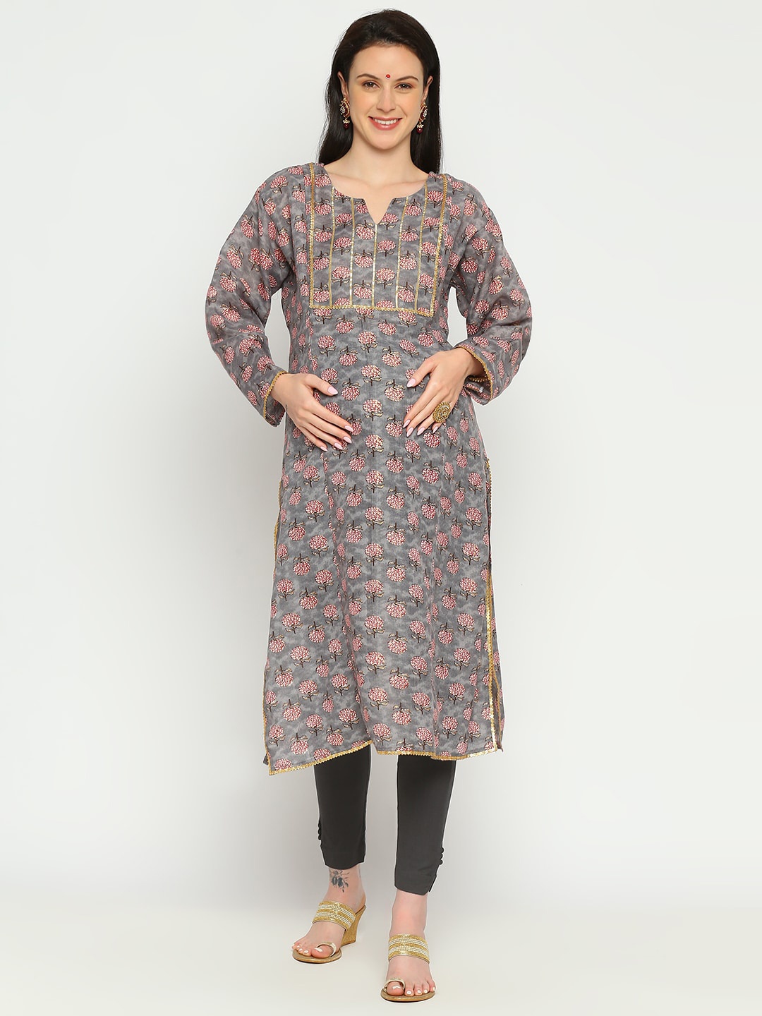 Mom For Sure by Ketki Dalal Floral Printed Round Neck Cotton Straight Maternity Kurta, Grey
Mom For Sure by Ketki Dalal Floral Printed Round Neck Cotton Straight Maternity Kurta, Grey