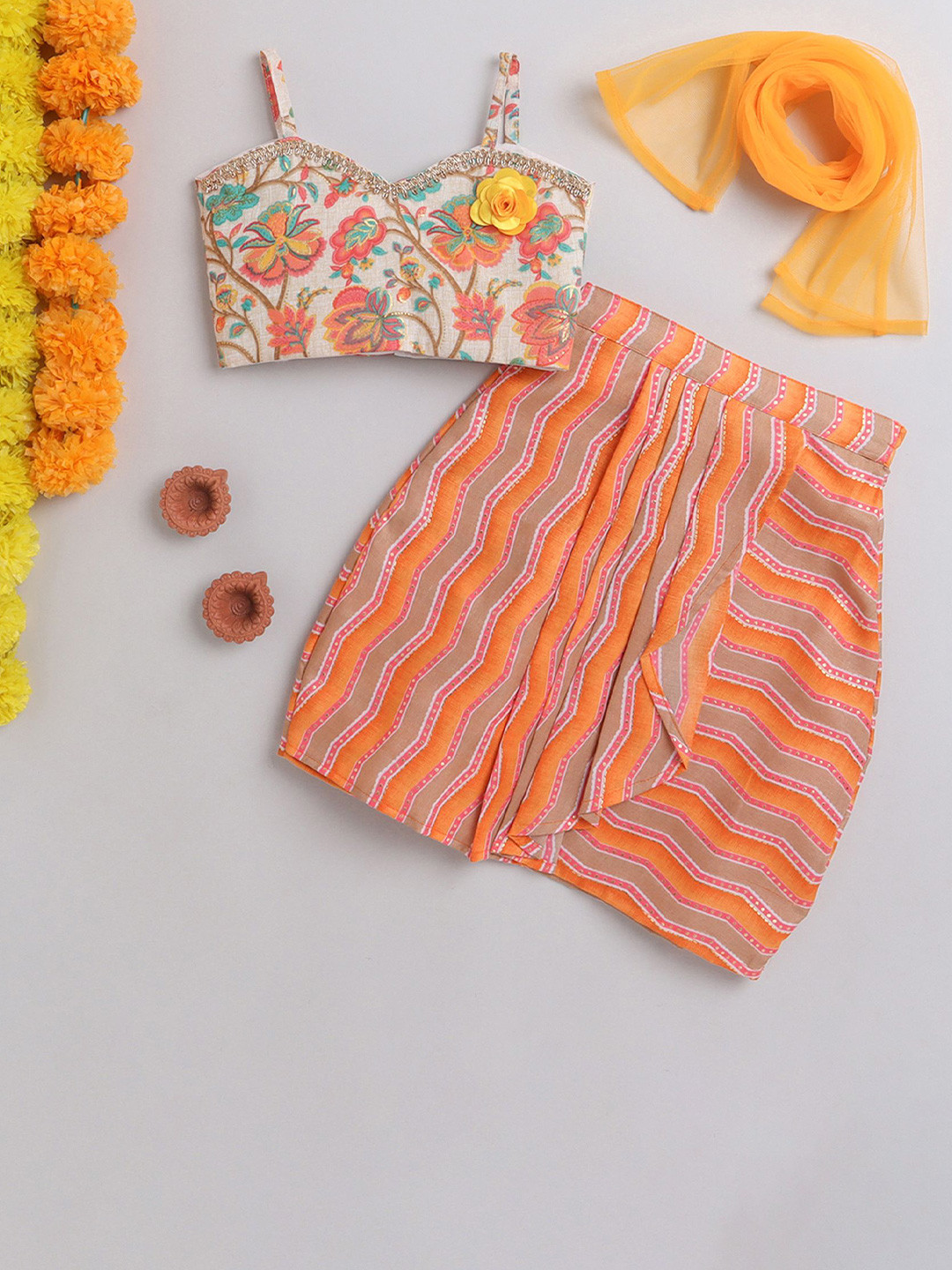 MANY FROCKS & Infant Girls Floral Printed Ready to Wear Lehenga Choli With Dupatta, Orange
MANY FROCKS & Infant Girls Floral Printed Ready to Wear Lehenga Choli With Dupatta, Orange