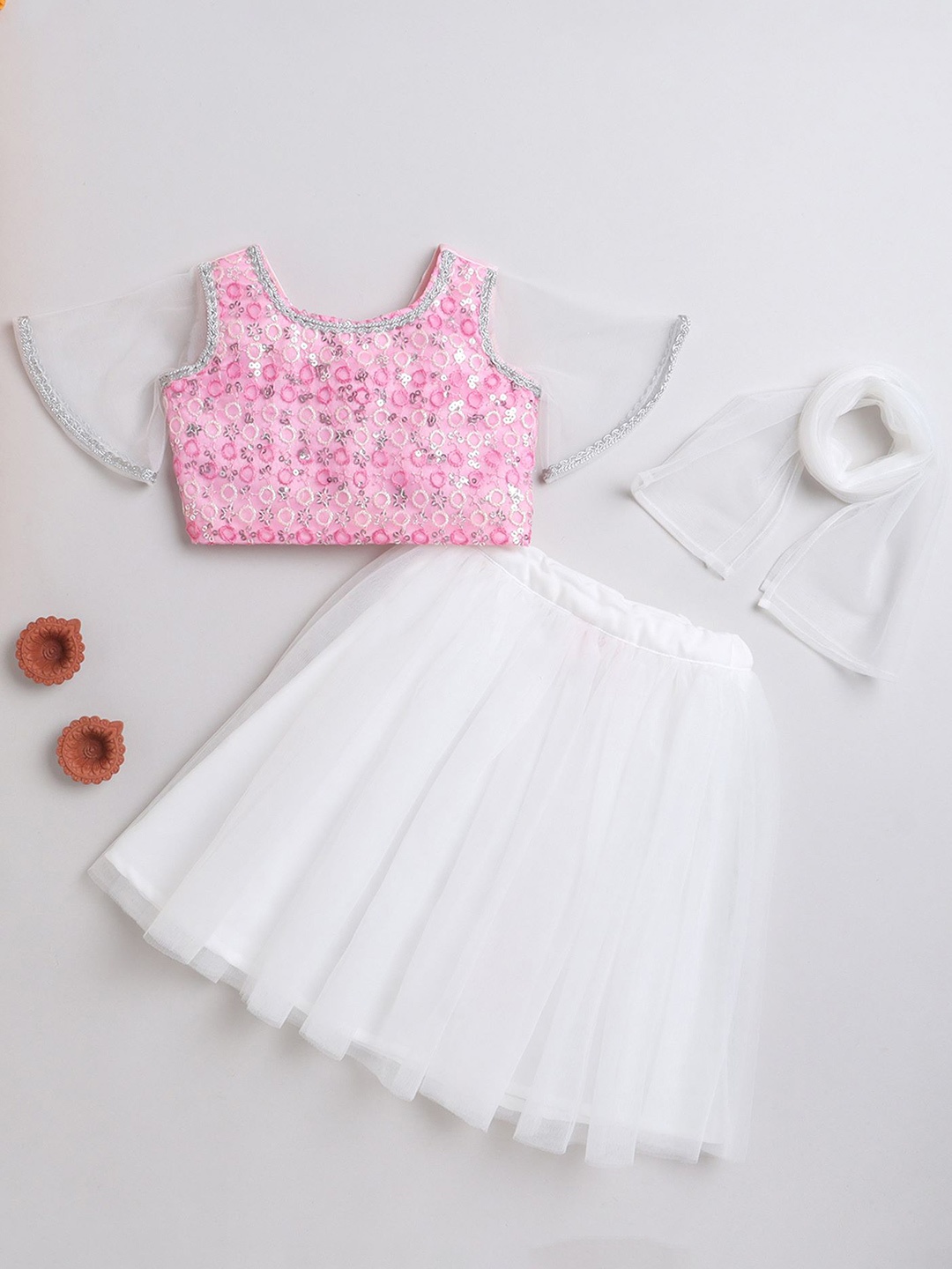 MANY FROCKS & Girls Embellished Sequinned Ready To Wear Net Lehenga Blouse With Dupatta, White
MANY FROCKS & Girls Embellished Sequinned Ready To Wear Net Lehenga Blouse With Dupatta, White