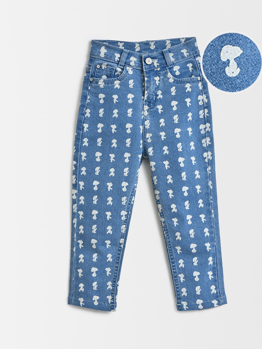 MiArcus Kids Peanuts Snoopy Graphic Printed Regular Fit Mid-Rise Cotton Stretchable Jeans, Blue
MiArcus Kids Peanuts Snoopy Graphic Printed Regular Fit Mid-Rise Cotton Stretchable Jeans, Blue