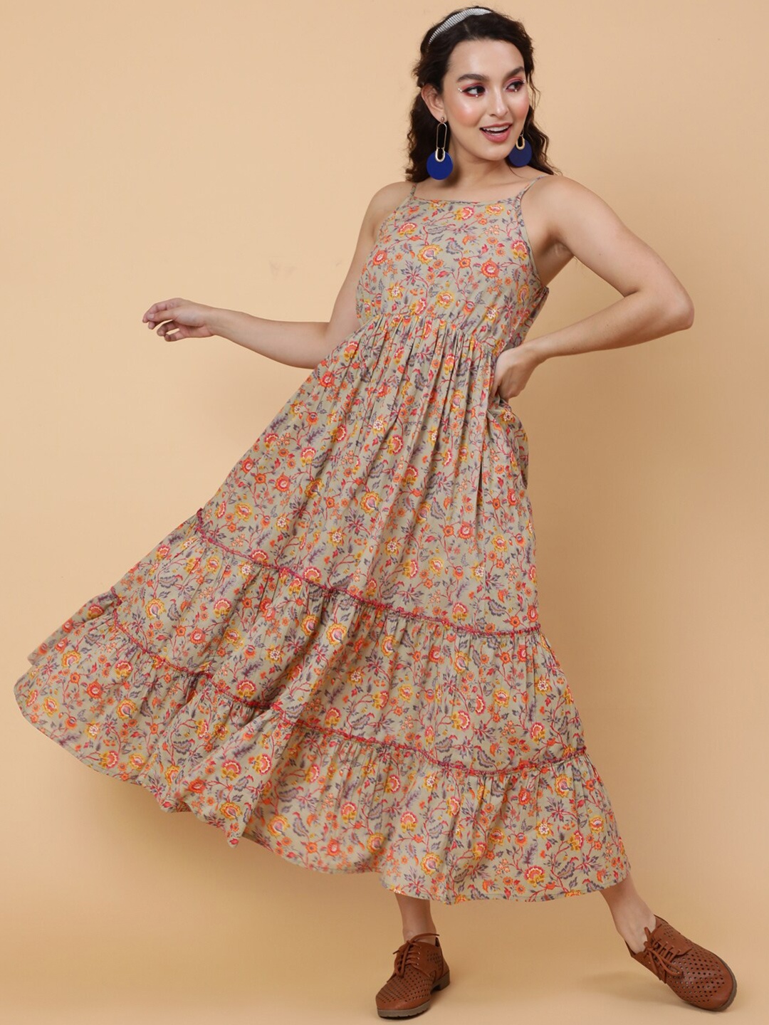 KIMAYRA Floral Printed Shoulder Strap Tiered Cotton Fit & Flare Midi Dress, Beige
KIMAYRA Floral Printed Shoulder Strap Tiered Cotton Fit & Flare Midi Dress, Beige