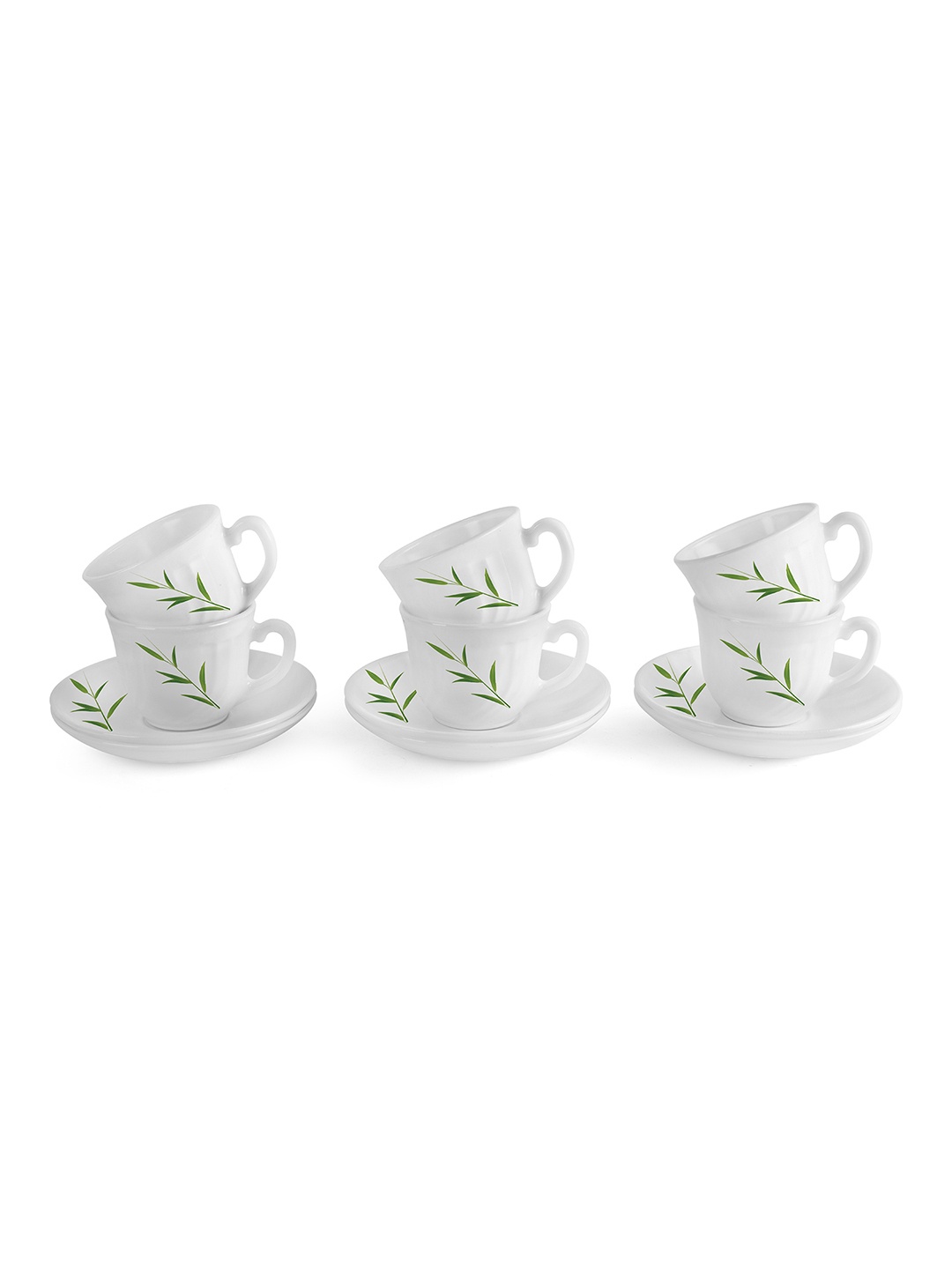 Cello 6-Pcs Bamboo Opalware Cups, White