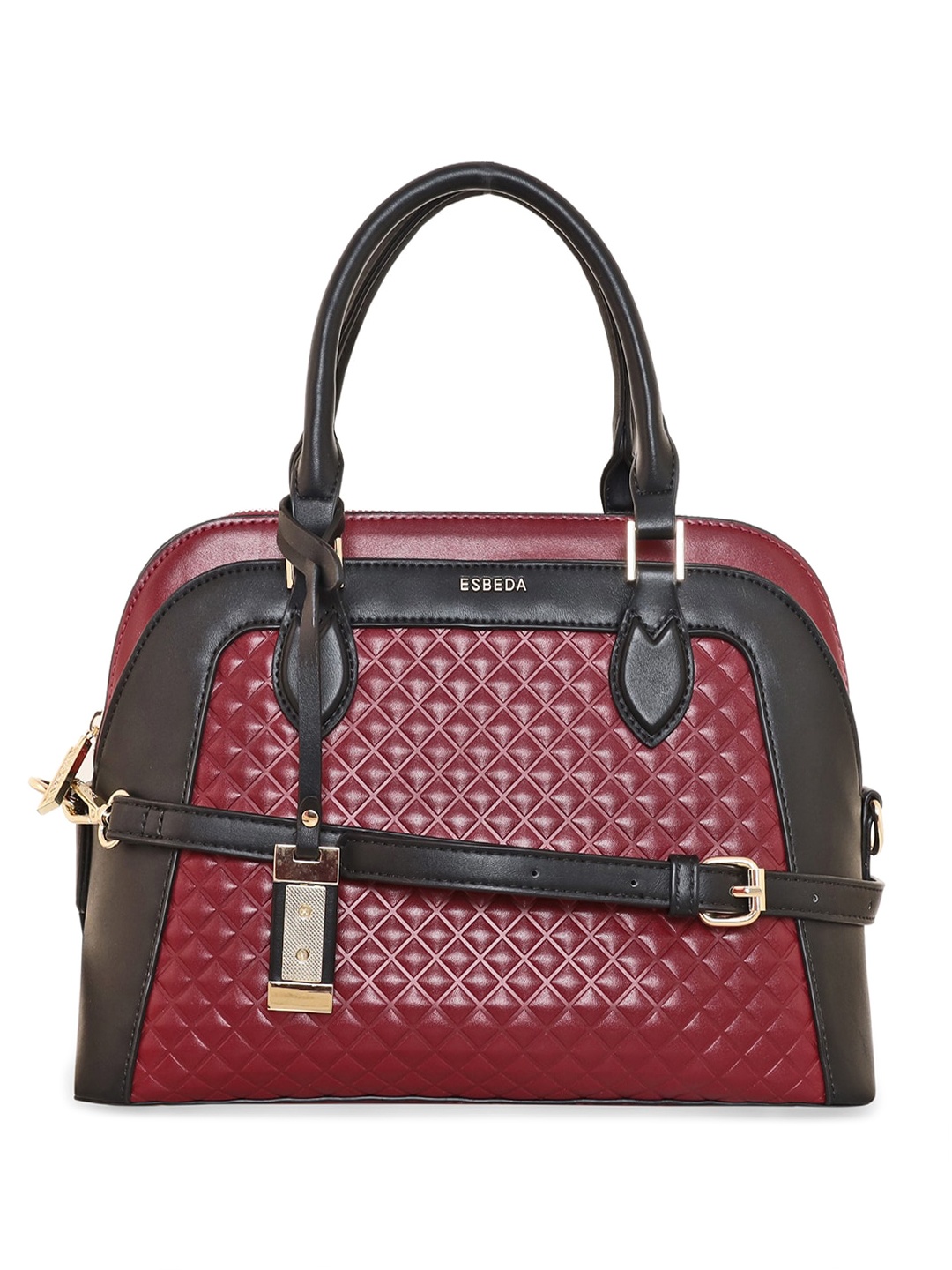 ESBEDA Textured Structured Handheld Bag, Burgundy