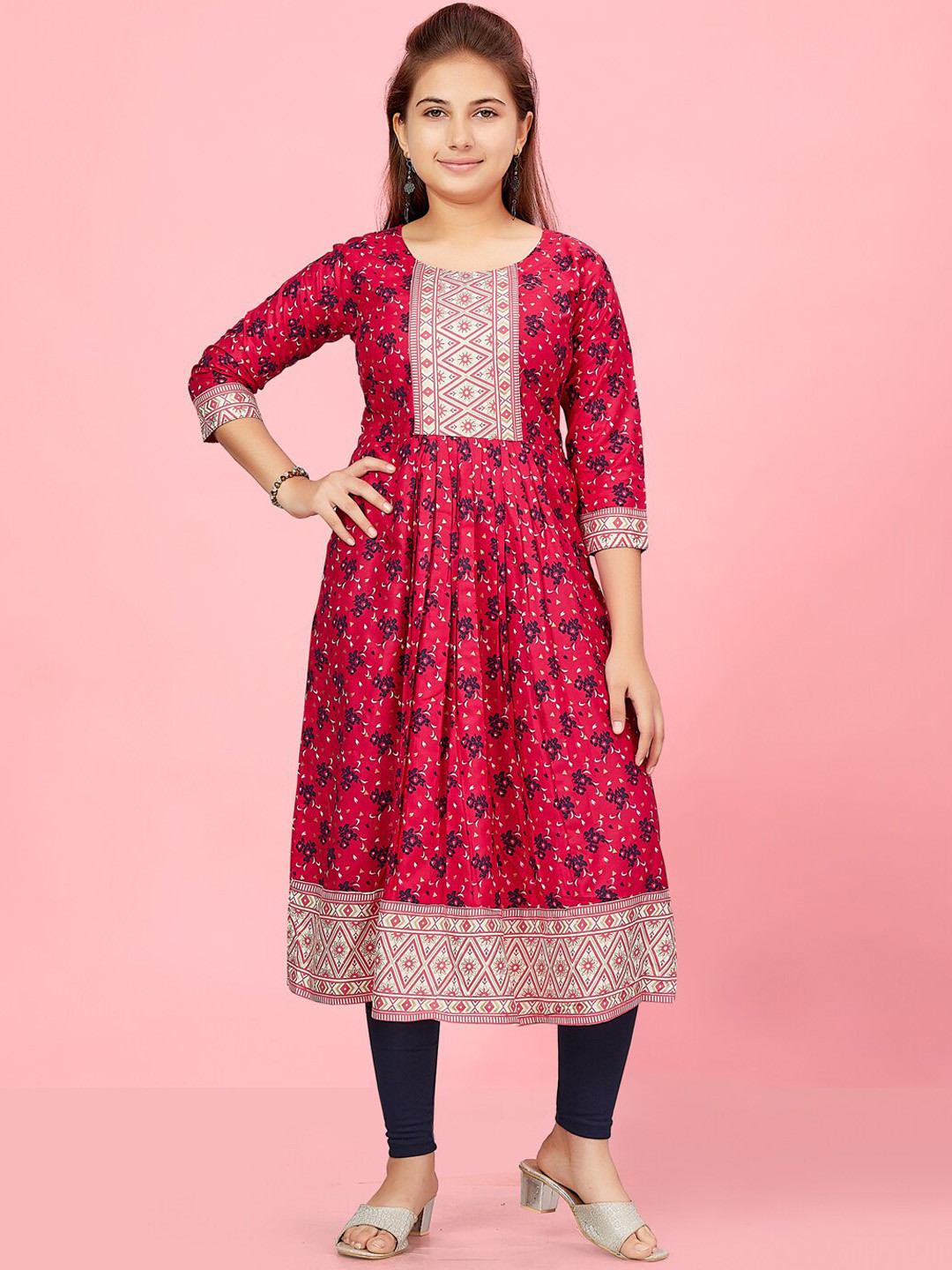 BAESD Girls Floral Printed Anarkali Cotton Kurta, Pink
BAESD Girls Floral Printed Anarkali Cotton Kurta, Pink