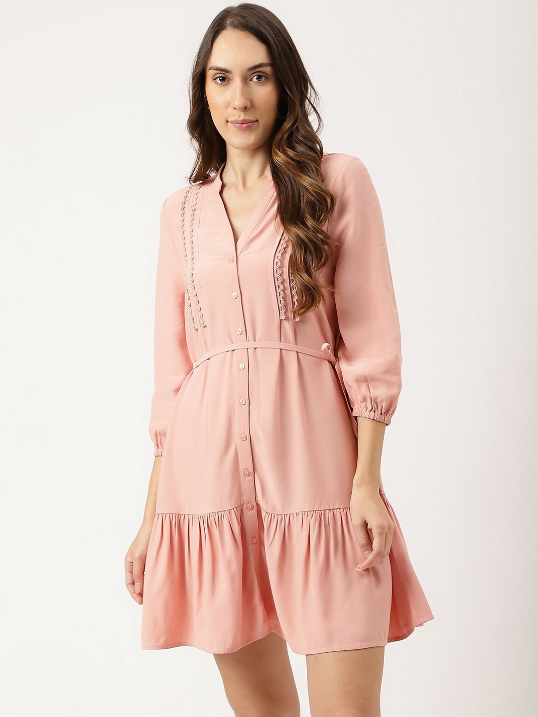 Marks & Spencer Lace Inserted Mandarin Collar Puff Sleeves Flounce A-Line Dress, Peach
Marks & Spencer Lace Inserted Mandarin Collar Puff Sleeves Flounce A-Line Dress, Peach
