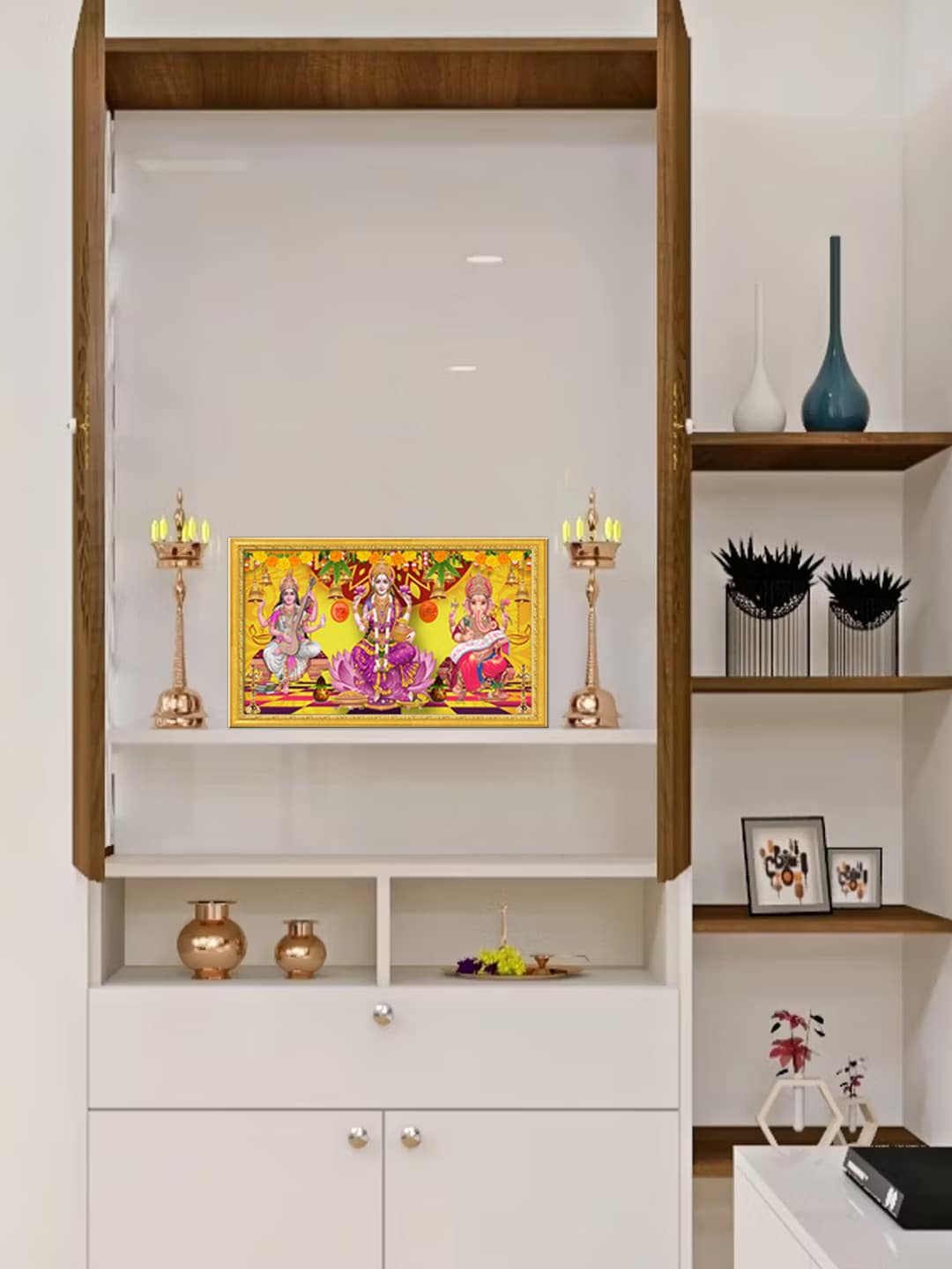 999Store Yeloow & Gold Toned Goddess Lakshmi Mata Saraswati Mata With Ganesh Wall Art, Yellow
999Store Yeloow & Gold Toned Goddess Lakshmi Mata Saraswati Mata With Ganesh Wall Art, Yellow