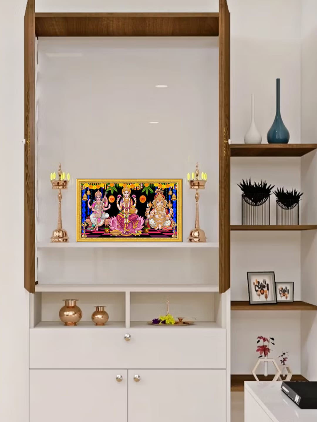 999Store Gold Toned & Purple Goddess Saraswati Mata Lakshmi Mata With Ganesh Wall Art
999Store Gold Toned & Purple Goddess Saraswati Mata Lakshmi Mata With Ganesh Wall Art