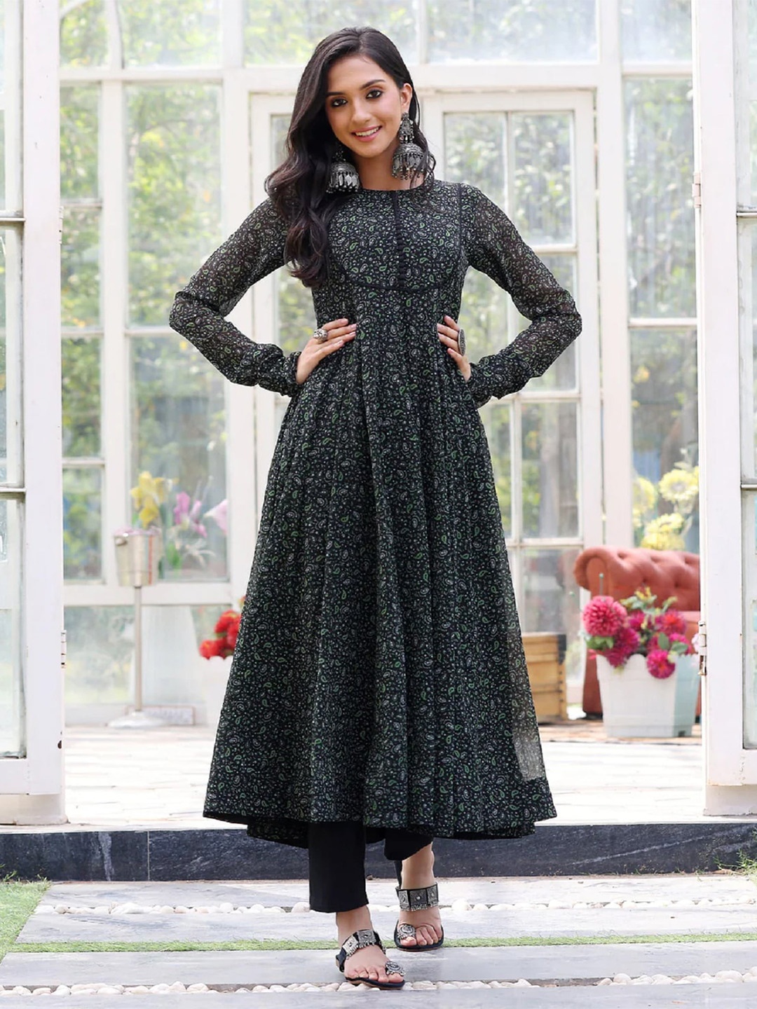 APNISHA Ethnic Motifs Printed Pleated Detailed Fit & Flare Midi Ethnic Dress, Black
APNISHA Ethnic Motifs Printed Pleated Detailed Fit & Flare Midi Ethnic Dress, Black