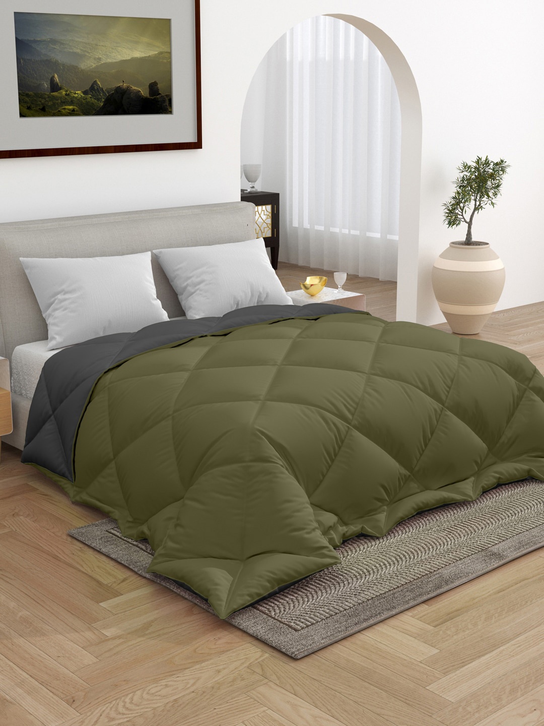RAASO Olive Green & Grey Geometric Microfiber Mild Winter 210 GSM Double Bed Comforter
RAASO Olive Green & Grey Geometric Microfiber Mild Winter 210 GSM Double Bed Comforter