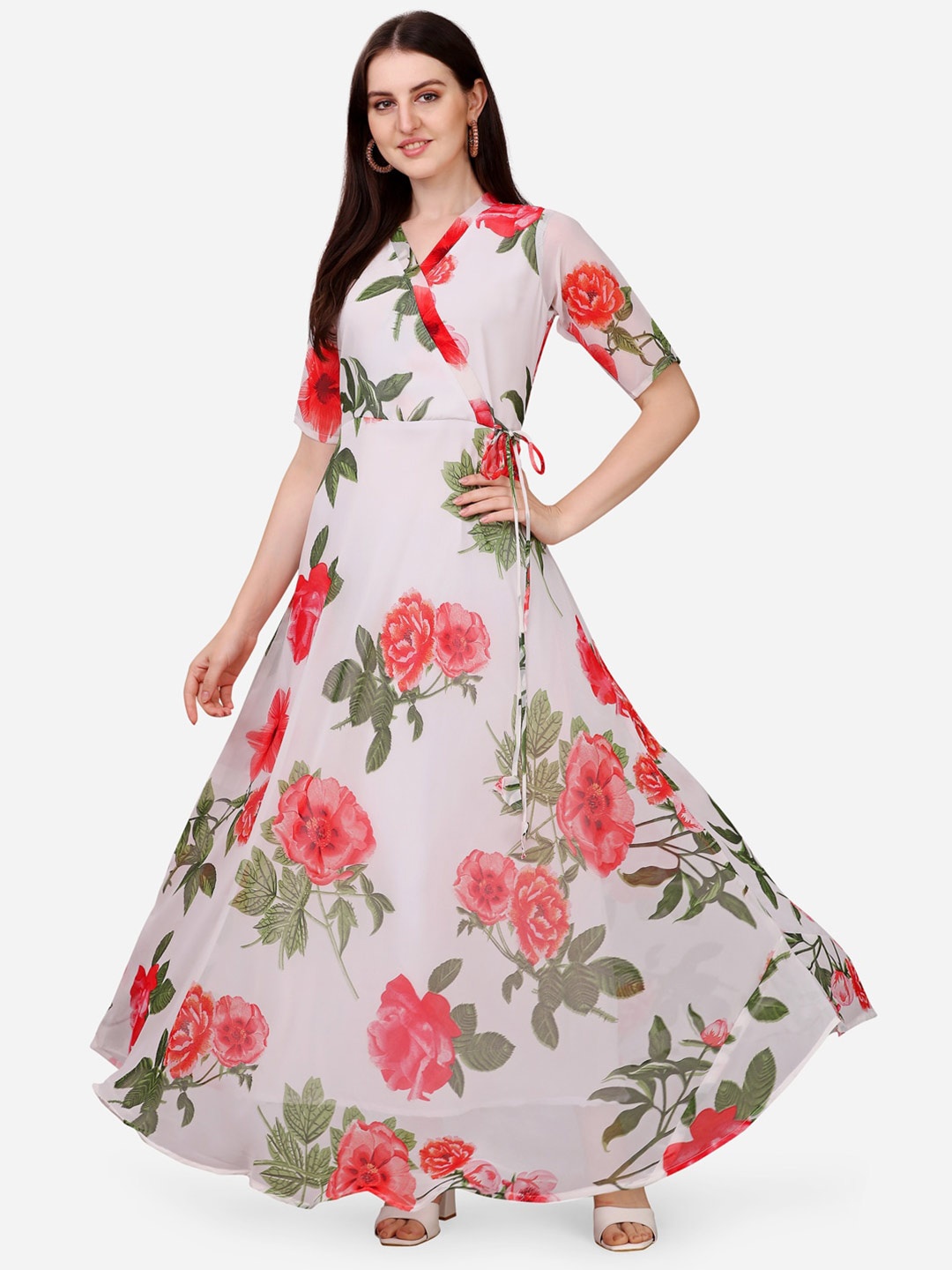 KALINI Floral Printed Maxi Dress, White