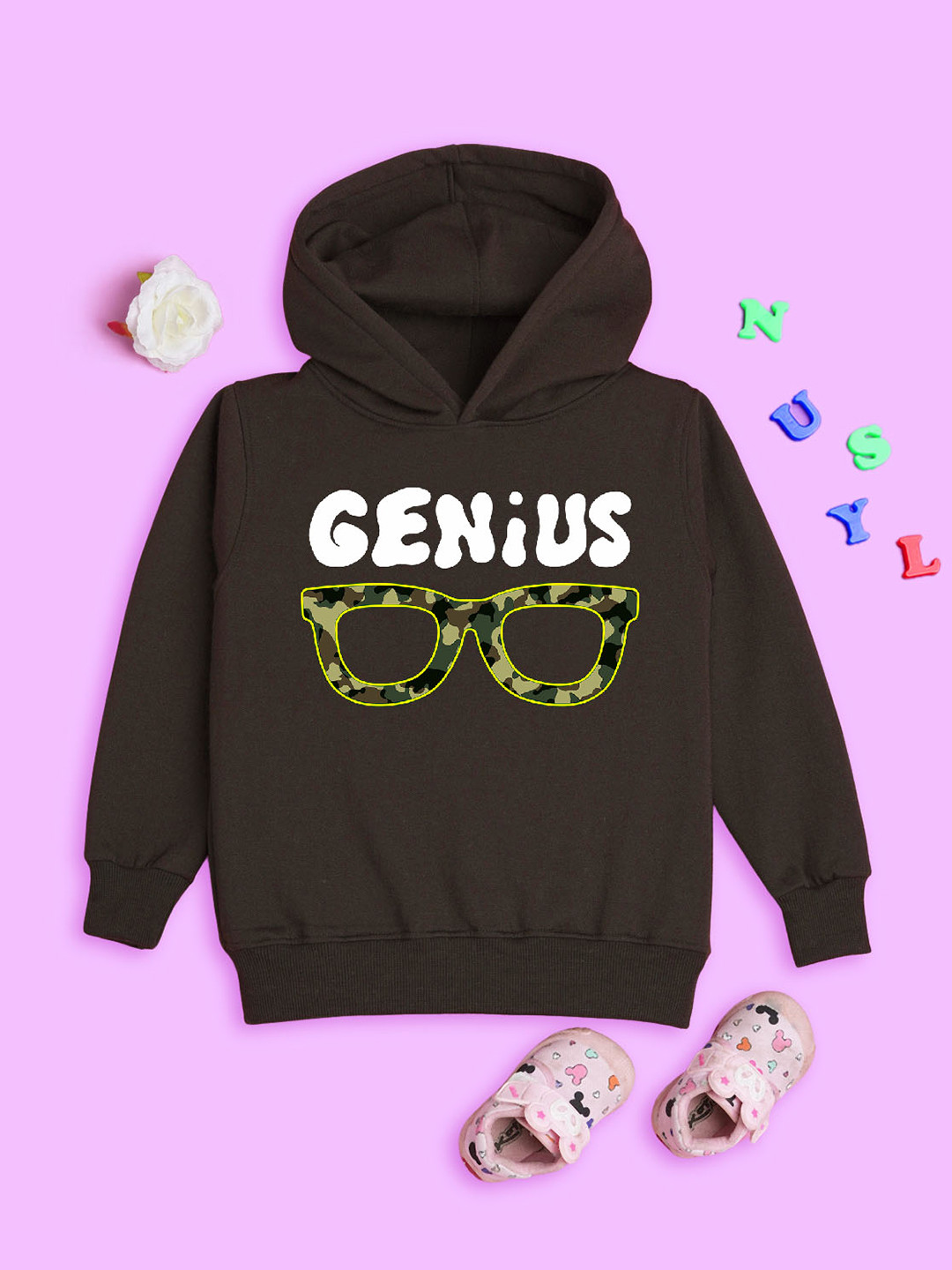 NUSYL Kids Typography Printed Long Sleeves Hooded Pullover Sweatshirt, Brown 
NUSYL Kids Typography Printed Long Sleeves Hooded Pullover Sweatshirt, Brown