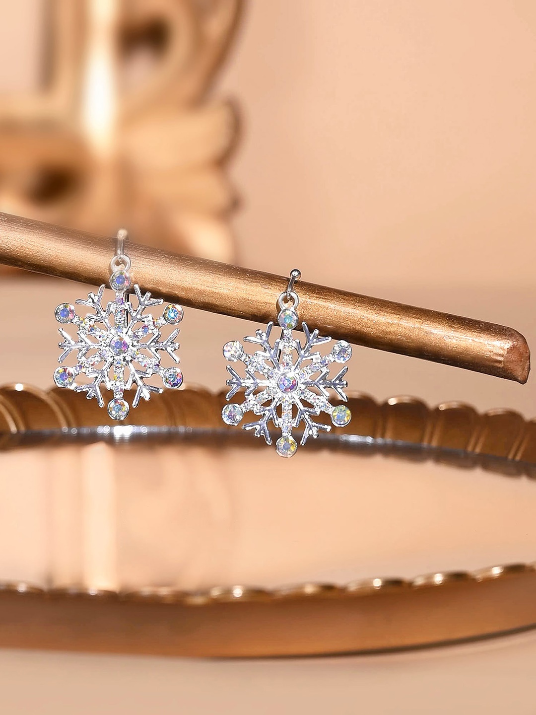 Accessorize Crystals-Studded Classic Drop Earrings, Silver