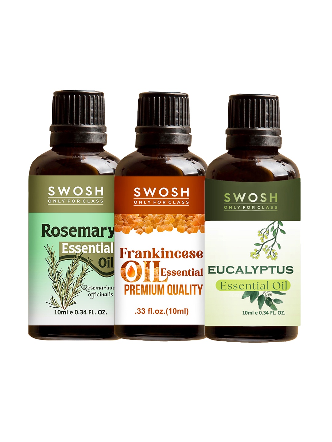 SWOSH 3 Pcs Rosemary, Eucalyptus, Frankincense Aroma Essential Oil -10 ML Each, Transparent
SWOSH 3 Pcs Rosemary, Eucalyptus, Frankincense Aroma Essential Oil -10 ML Each, Transparent