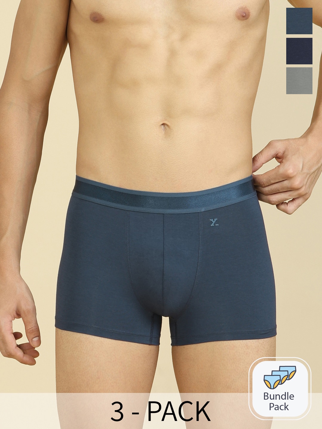 XYXX Pack of 3 Crest IntelliCraft Supima Cotton Modal Breathability Trunks XYTRNK3PCKN979, Blue
XYXX Pack of 3 Crest IntelliCraft Supima Cotton Modal Breathability Trunks XYTRNK3PCKN979, Blue
