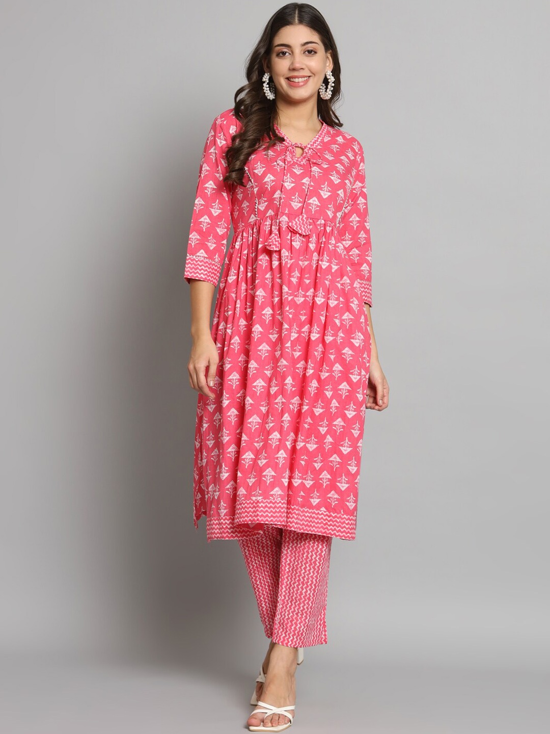 Shikhaa Style Ethnic Motifs Printed Empire Gotta Patti Pure Cotton Kurta with Trousers, Pink
Shikhaa Style Ethnic Motifs Printed Empire Gotta Patti Pure Cotton Kurta with Trousers, Pink