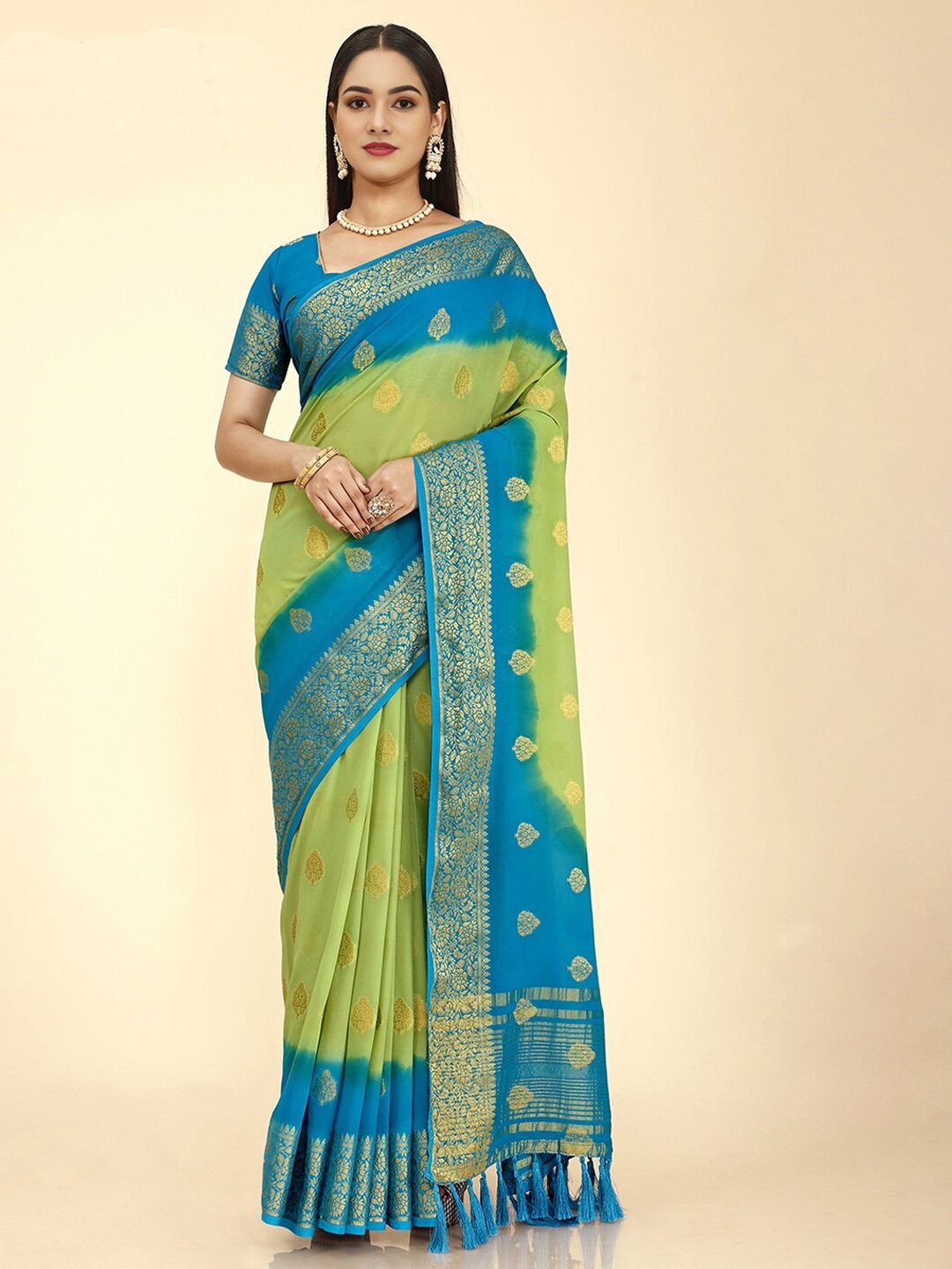 V3 FASHION STUDIO Ethnic Motifs Woven Design Zari Pure Georgette Banarasi Saree, Green
V3 FASHION STUDIO Ethnic Motifs Woven Design Zari Pure Georgette Banarasi Saree, Green