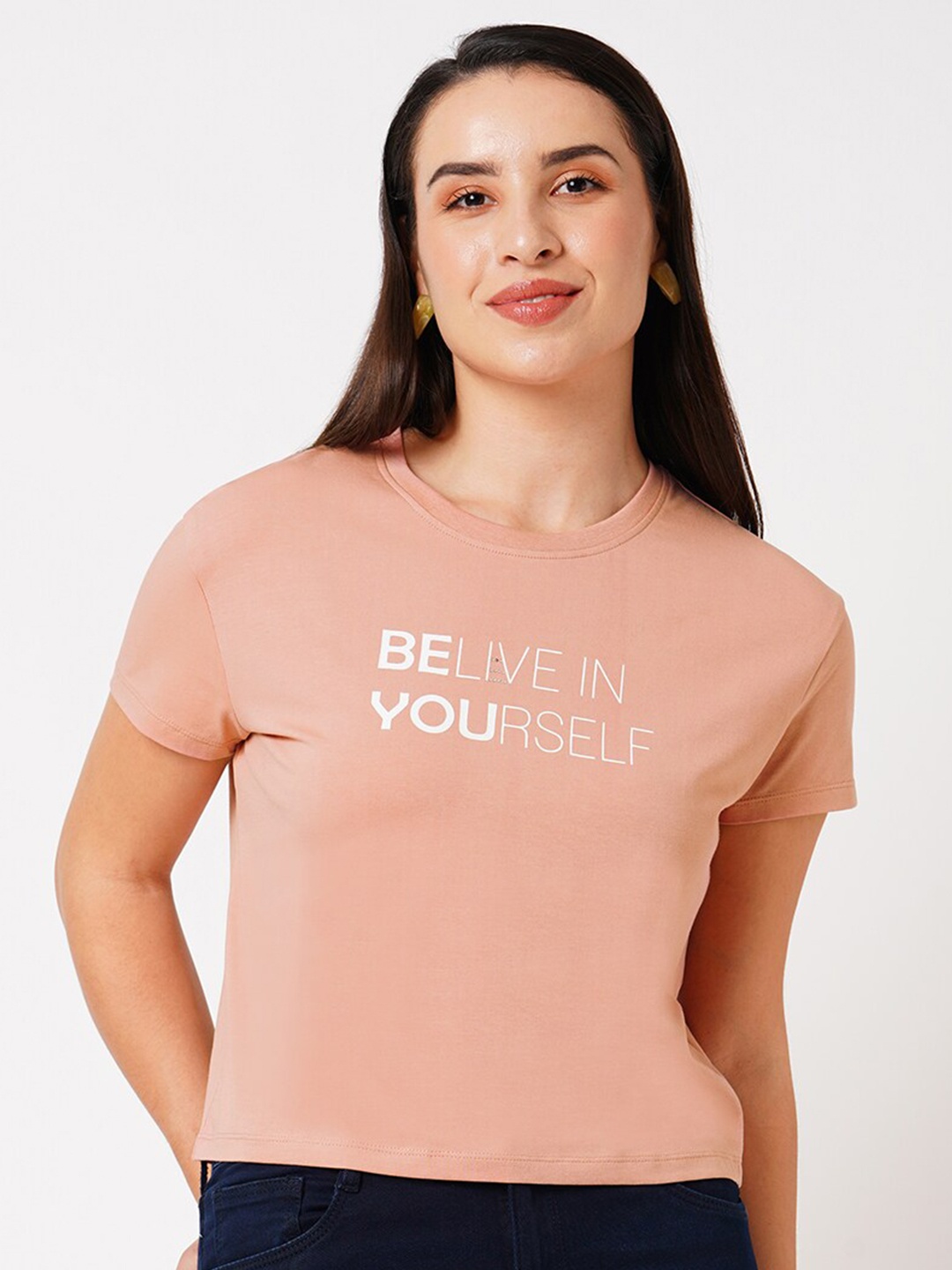 Kraus Jeans Typography Printed Slim Fit T-Shirt, Pink