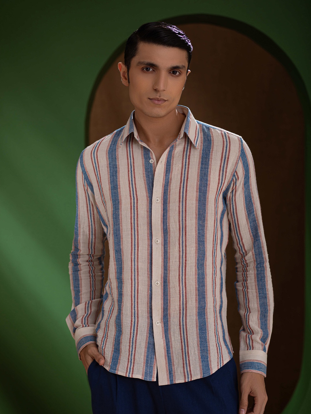 Earthpiece Premium Premium Vertical Striped Spread Collar Pure Cotton Casual Shirt, Off white
Earthpiece Premium Premium Vertical Striped Spread Collar Pure Cotton Casual Shirt, Off white