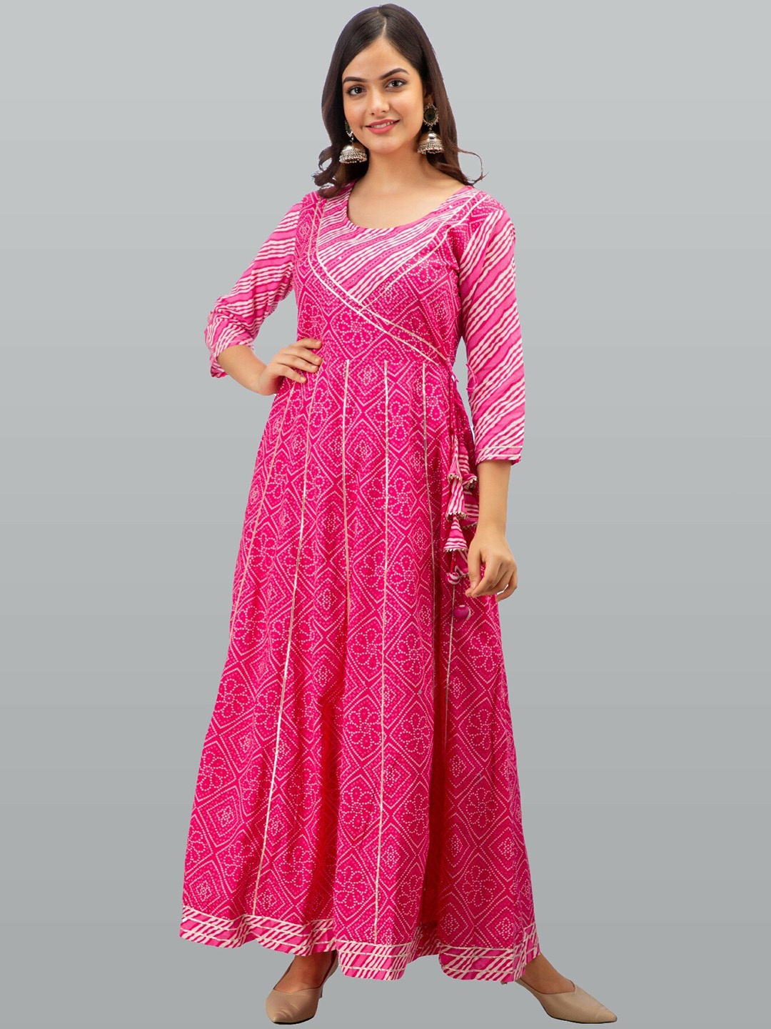 KALINI Ethnic Motifs Printed V-Neck Embellished Detail Cotton Maxi Ethnic Dresses, Pink
KALINI Ethnic Motifs Printed V-Neck Embellished Detail Cotton Maxi Ethnic Dresses, Pink
