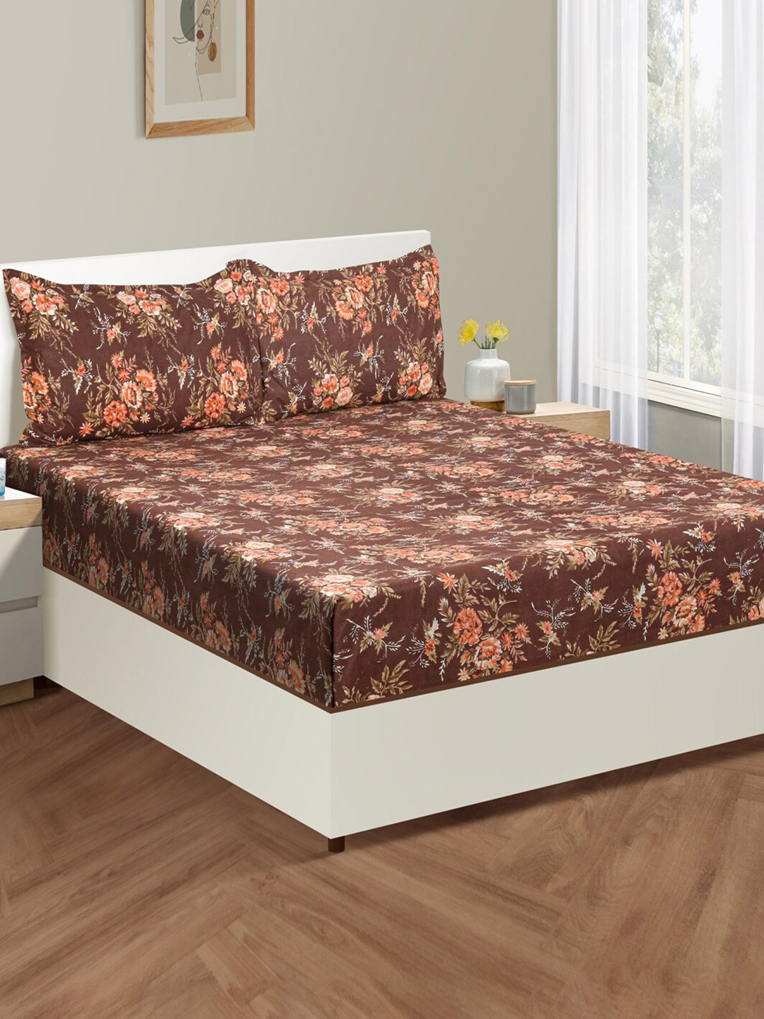 SWAYAM Veda Brown & Orange Floral Cotton 160 TC King Bedsheet with 2 Pillow Covers
SWAYAM Veda Brown & Orange Floral Cotton 160 TC King Bedsheet with 2 Pillow Covers