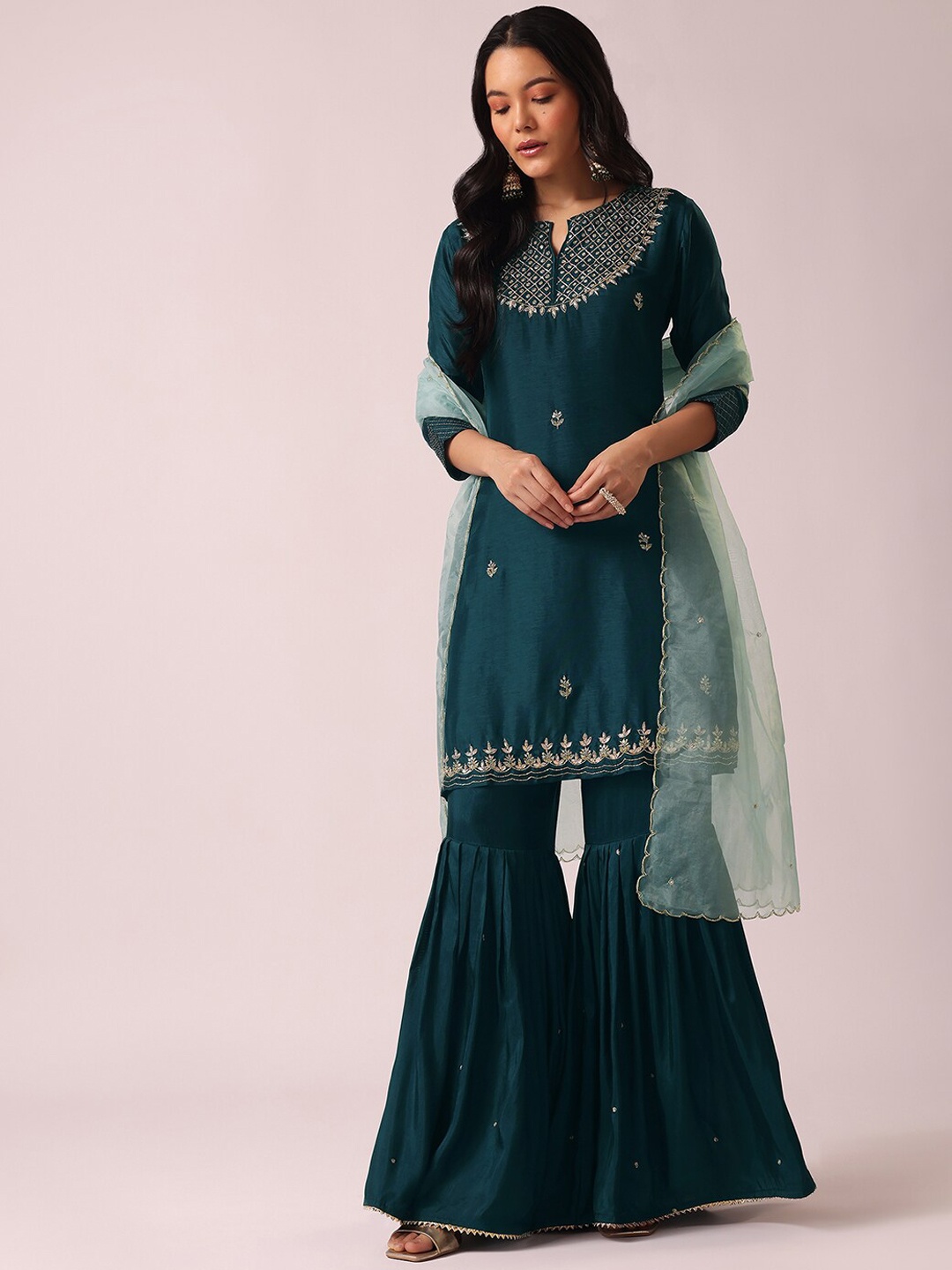 KALKI Fashion Ethnic Motifs Embroidered Zari Detail Regular Kurta With Sharara & Dupatta, Blue
KALKI Fashion Ethnic Motifs Embroidered Zari Detail Regular Kurta With Sharara & Dupatta, Blue