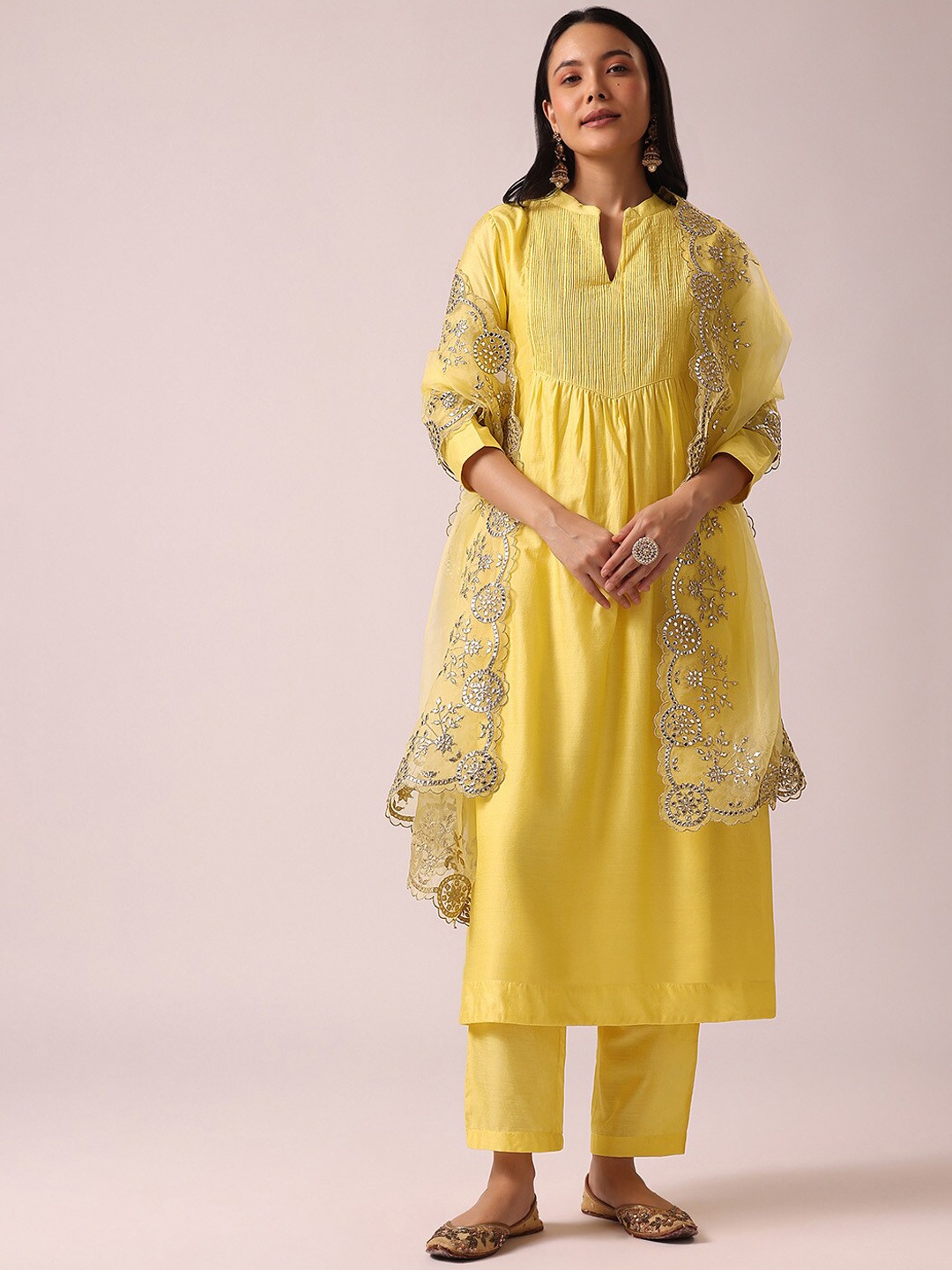 KALKI Fashion Self Designed Mandarin Collar Kurta with Trousers & With Mirror Work Dupatta, Yellow
KALKI Fashion Self Designed Mandarin Collar Kurta with Trousers & With Mirror Work Dupatta, Yellow