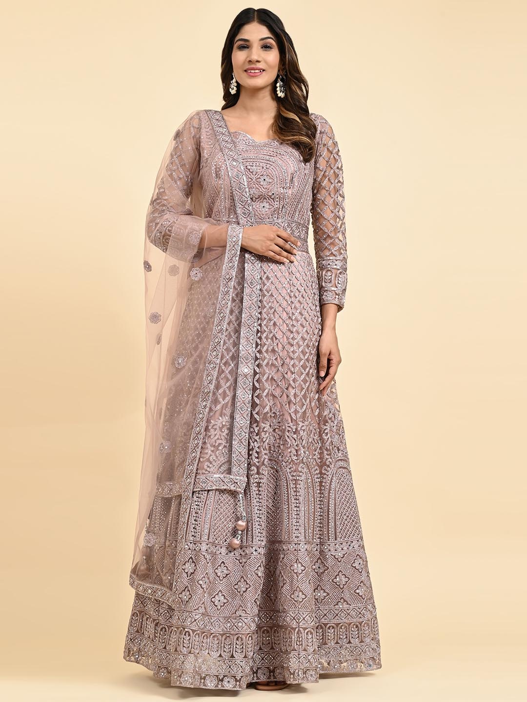 JUST FASHION Ethnic Motifs Embroidered Sequined A Line Maxi Dress With Dupatta, Pink
JUST FASHION Ethnic Motifs Embroidered Sequined A Line Maxi Dress With Dupatta, Pink