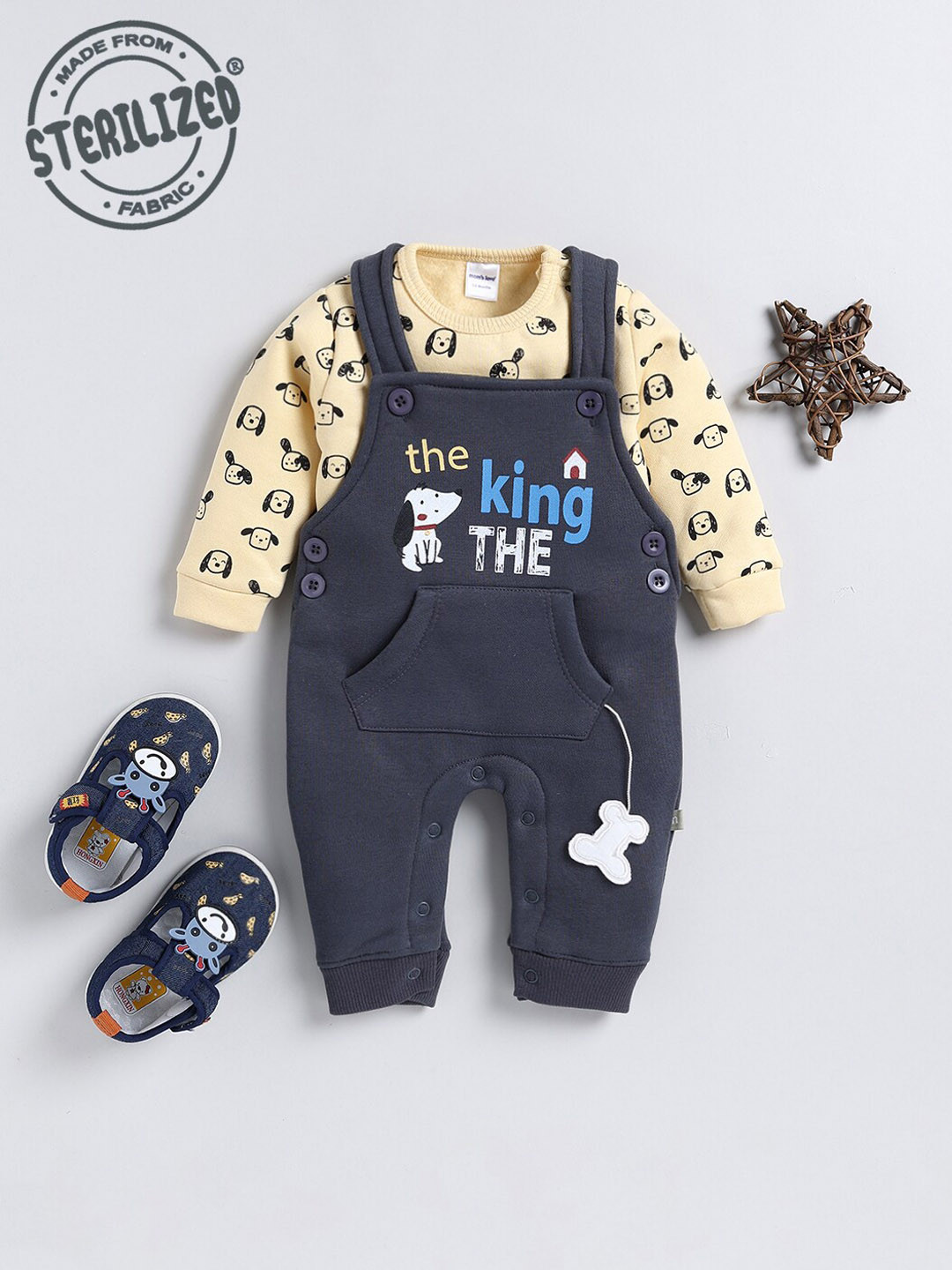 Moms Love Infant Boys Animal Graphics Printed Dungarees With Printed T-Shirt, Charcoal
Moms Love Infant Boys Animal Graphics Printed Dungarees With Printed T-Shirt, Charcoal