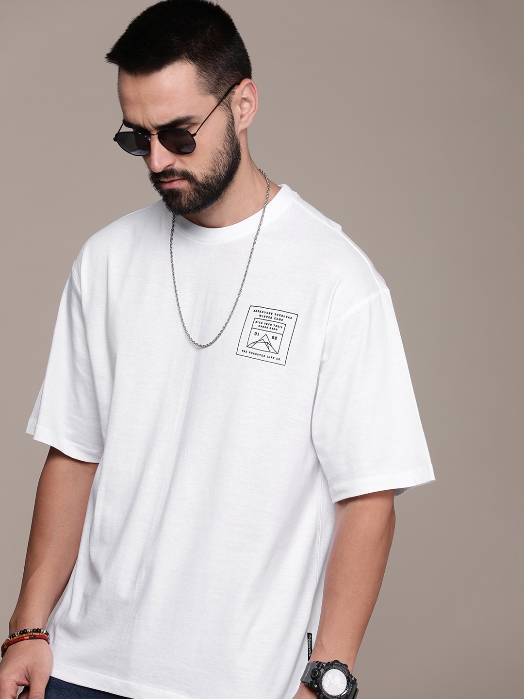The Roadster Life Co. Printed Drop-Shoulder Sleeves Pure Cotton Relaxed Fit T-shirt, White
The Roadster Life Co. Printed Drop-Shoulder Sleeves Pure Cotton Relaxed Fit T-shirt, White