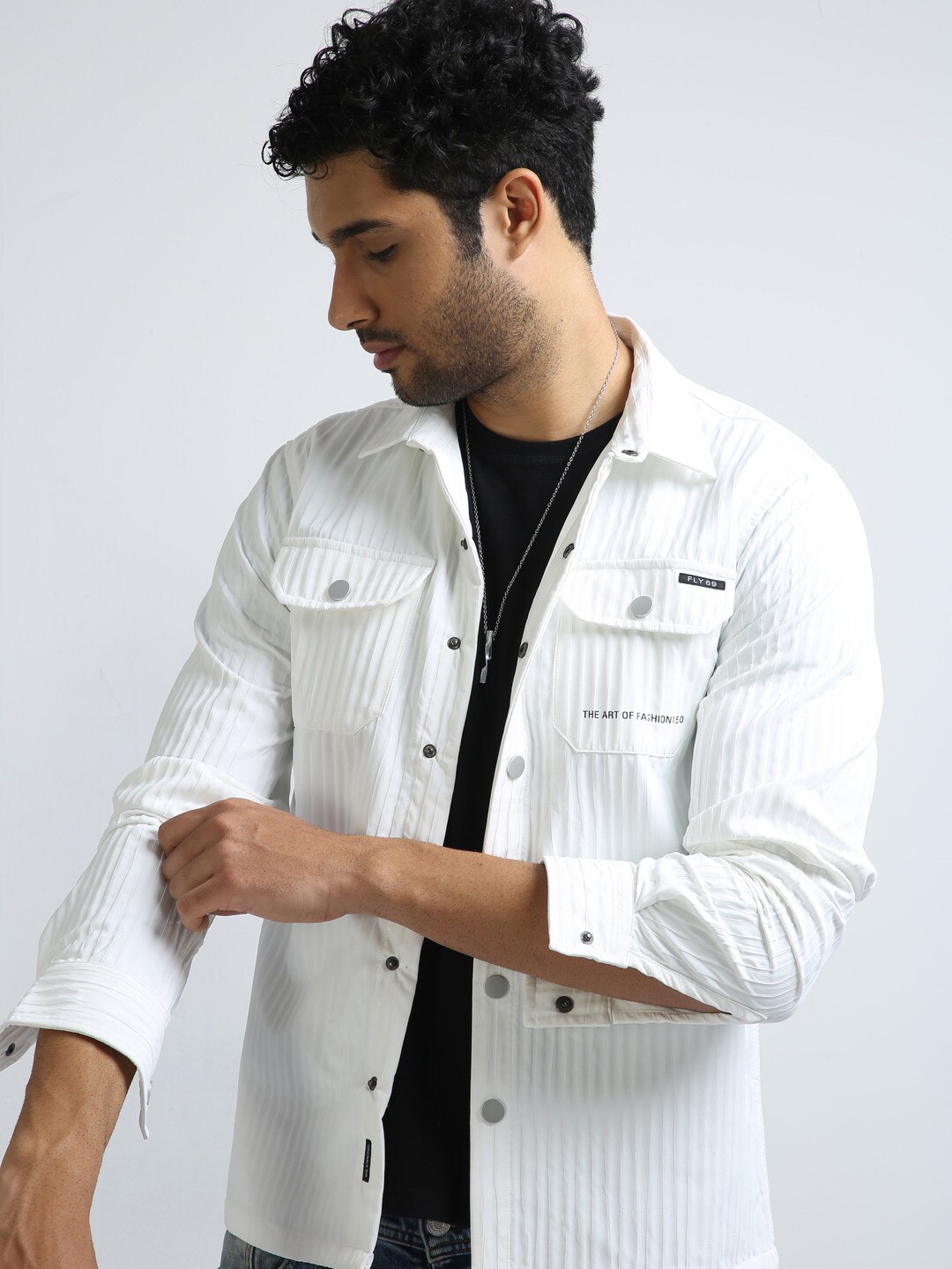 FLY 69 Premium Vertical Striped Spread Collar Pure Cotton Casual Shirt, White
FLY 69 Premium Vertical Striped Spread Collar Pure Cotton Casual Shirt, White