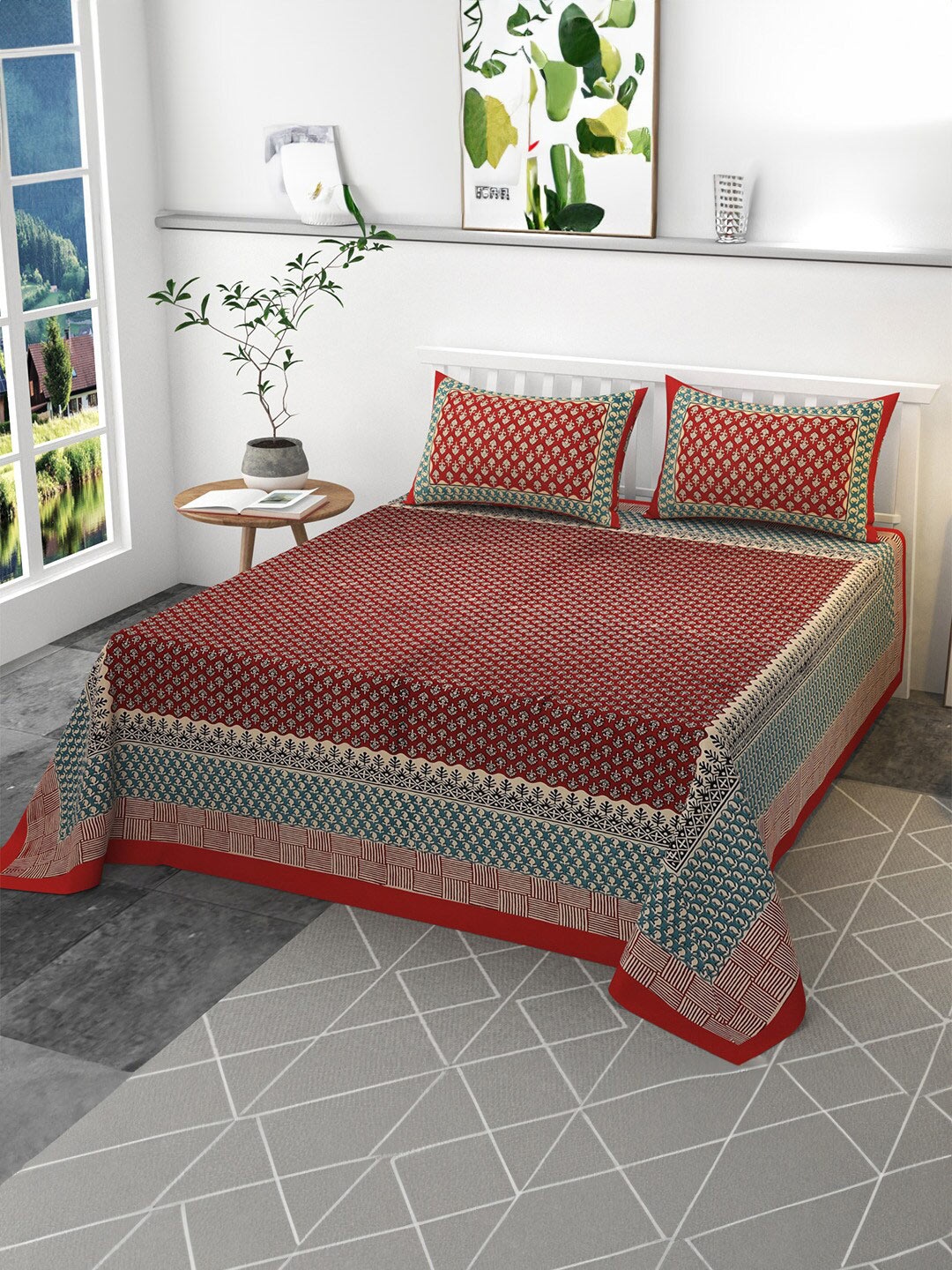 CLIO'S HERITAGE STORE Red Ethnic Motifs Cotton 400 TC King Bedsheet with 2 Pillow Covers
CLIO'S HERITAGE STORE Red Ethnic Motifs Cotton 400 TC King Bedsheet with 2 Pillow Covers