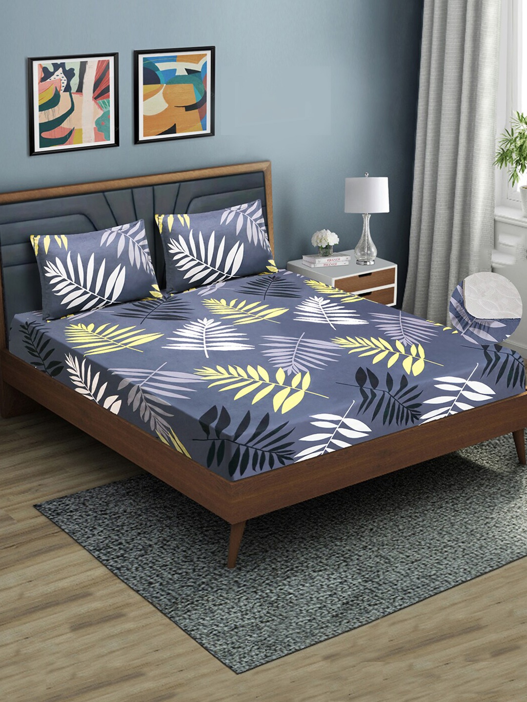 Good Homes by Home Candy Grey & Yellow 144 TC Fitted Queen Bedsheet with 2 Pillow Covers
Good Homes by Home Candy Grey & Yellow 144 TC Fitted Queen Bedsheet with 2 Pillow Covers