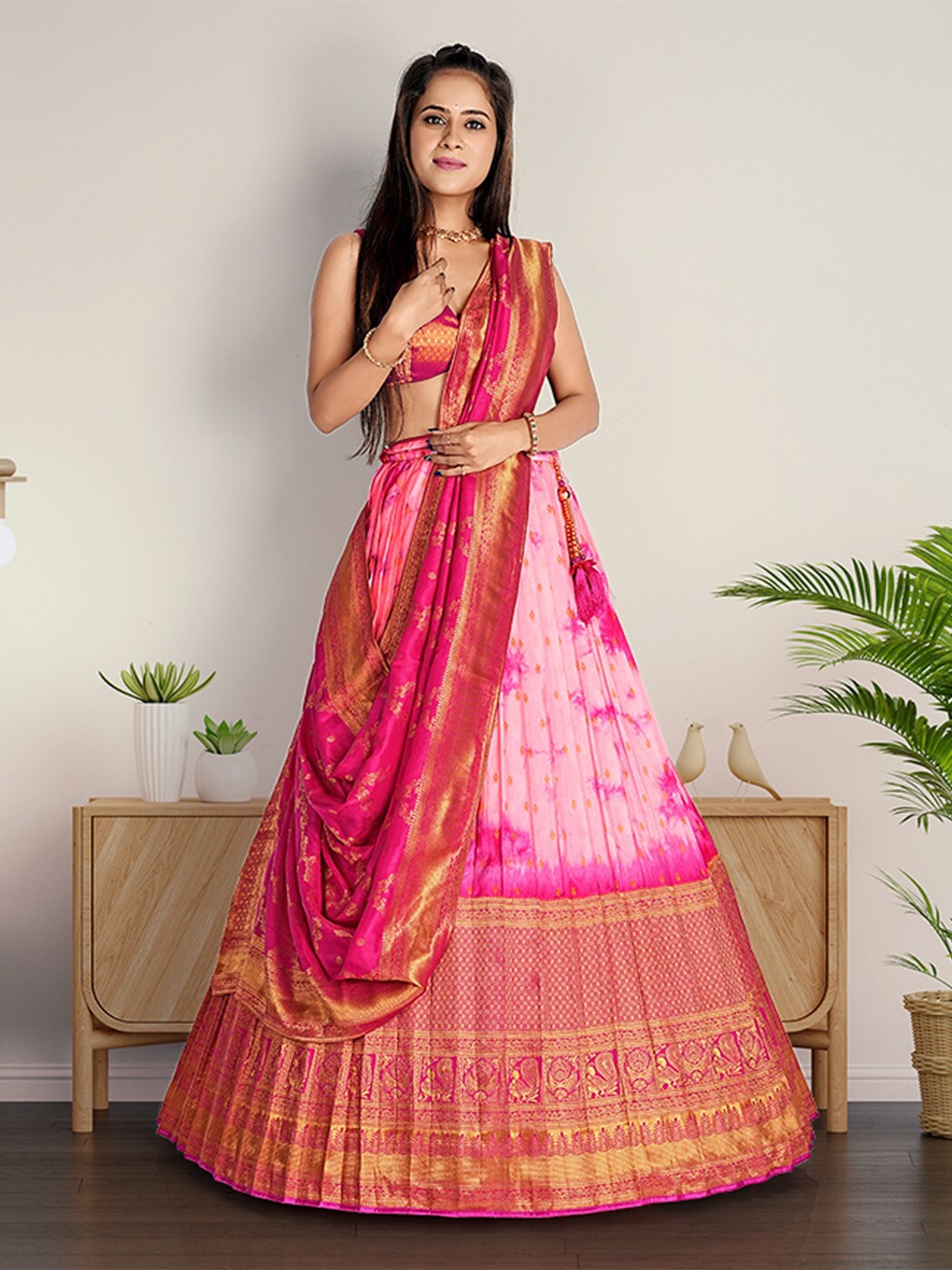 HALFSAREE STUDIO Woven Design Semi Stitched Lehenga & Unstitched Blouse With Dupatta, Pink
HALFSAREE STUDIO Woven Design Semi Stitched Lehenga & Unstitched Blouse With Dupatta, Pink