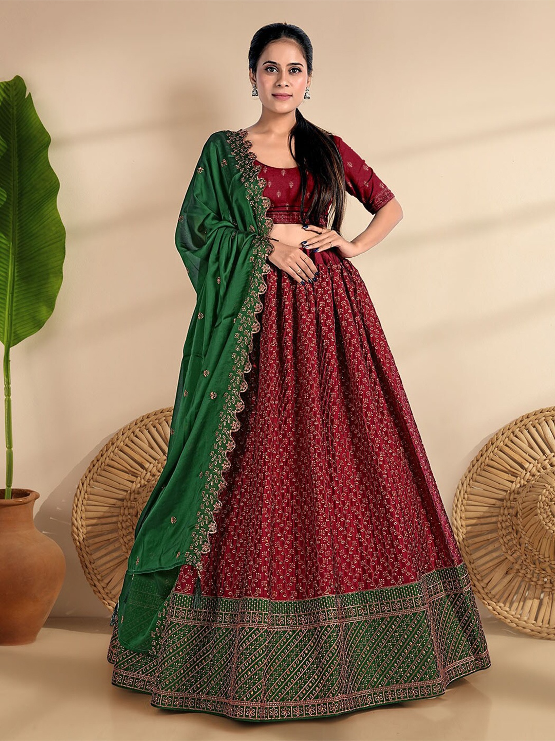HALFSAREE STUDIO Embroidered Net Semi Stitched Lehenga & Unstitched Blouse With Dupatta, Maroon
HALFSAREE STUDIO Embroidered Net Semi Stitched Lehenga & Unstitched Blouse With Dupatta, Maroon
