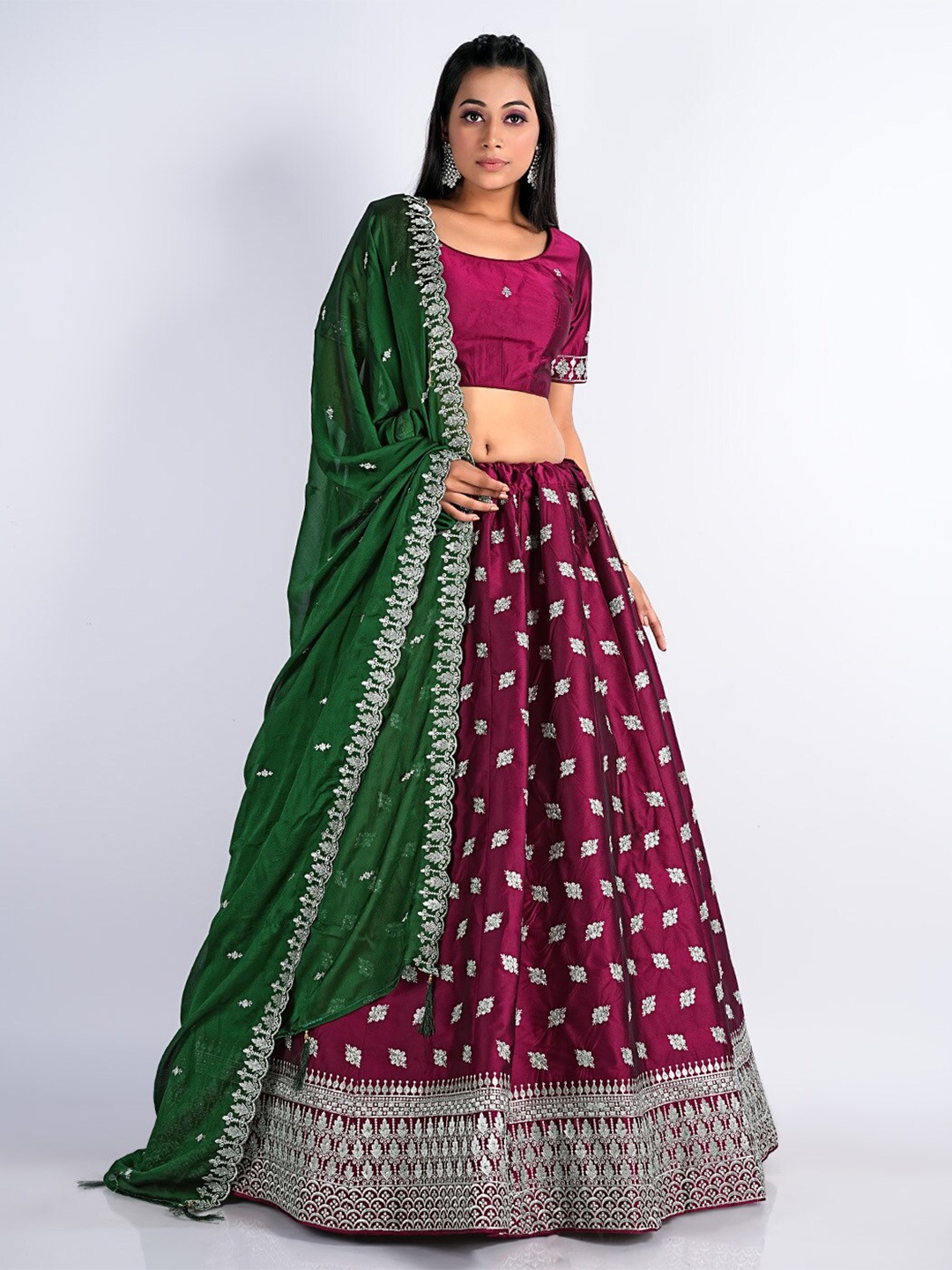 HALFSAREE STUDIO Embroidered Semi Stitched Lehenga & Unstitched Blouse With Dupatta, Pink
HALFSAREE STUDIO Embroidered Semi Stitched Lehenga & Unstitched Blouse With Dupatta, Pink