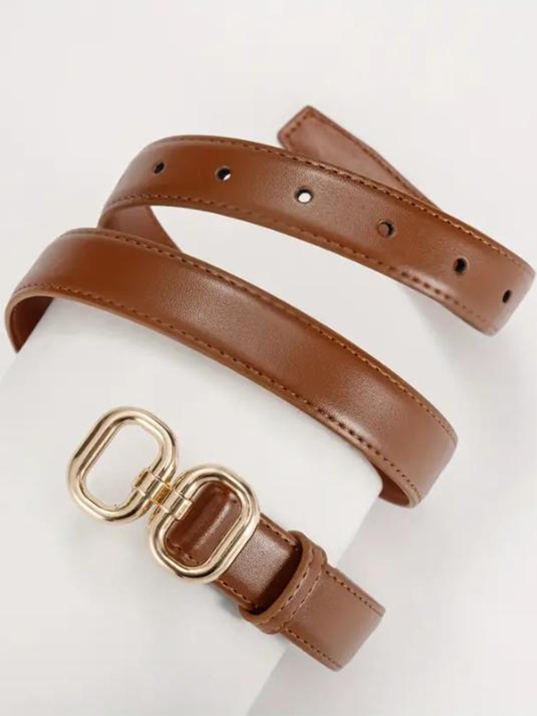 Lulala Women Textured Adjustable Belt, Brown