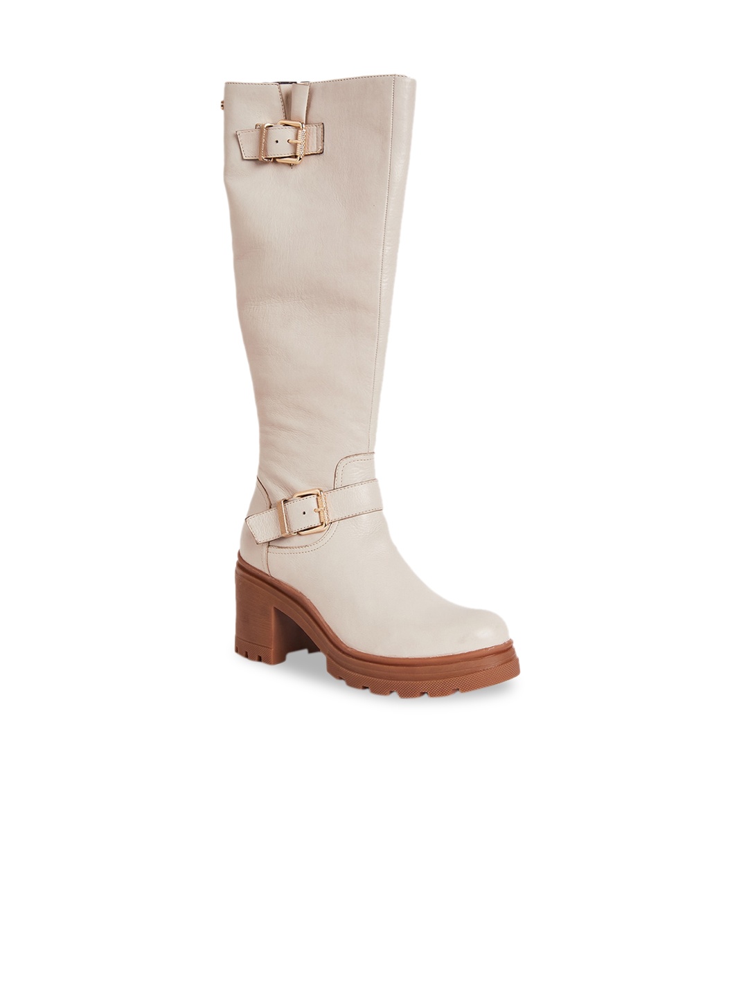 Peach Flores Women High Top Platform -Heeled Leather Regular Boots With Buckle Detail, Off white
Peach Flores Women High Top Platform -Heeled Leather Regular Boots With Buckle Detail, Off white
