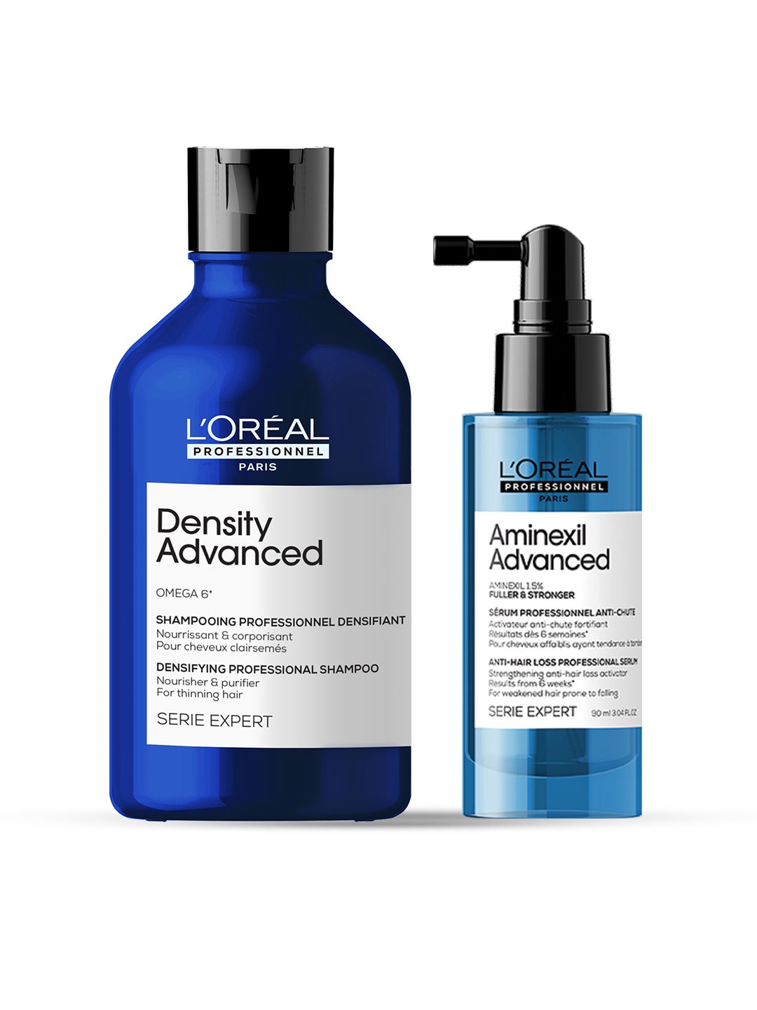LOreal Professionnel Set of Density Advanced Shampoo 300ml & Aminexil Advanced Serum 90ml, Blue
LOreal Professionnel Set of Density Advanced Shampoo 300ml & Aminexil Advanced Serum 90ml, Blue