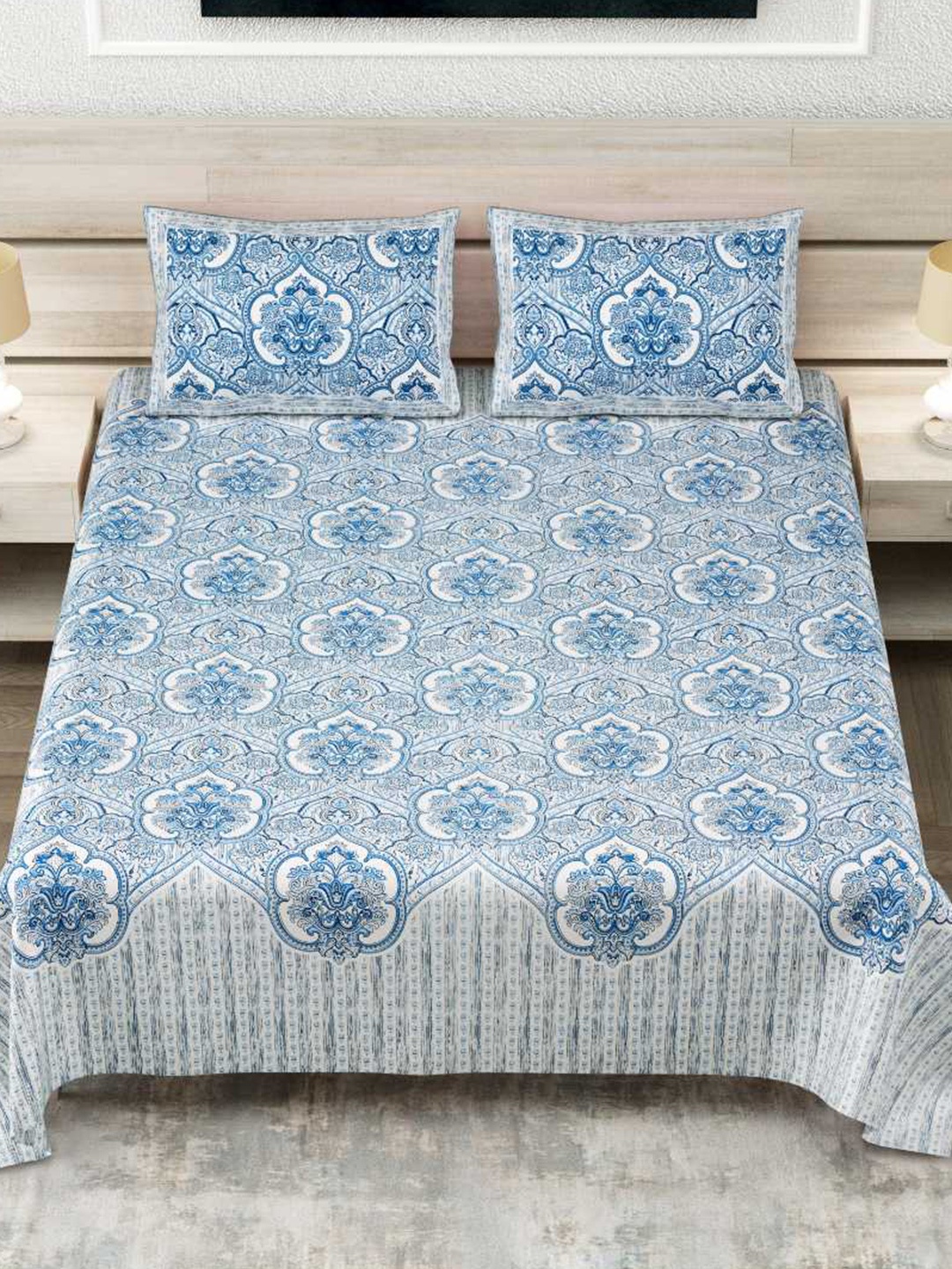 INDHOME LIFE Blue Ethnic Motifs Pure Cotton 260 TC King Bedsheet With 2 Pillow Covers
INDHOME LIFE Blue Ethnic Motifs Pure Cotton 260 TC King Bedsheet With 2 Pillow Covers
