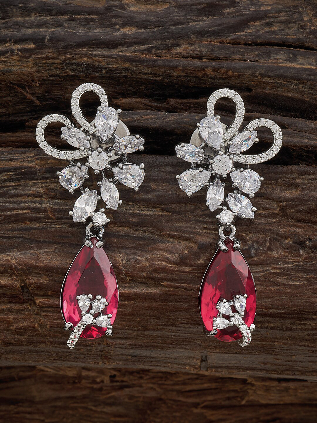 Kushal's Fashion Jewellery Rhodium Plated Cubic Zirconia Stone Studded Drop Earrings, Silver 
Kushal's Fashion Jewellery Rhodium Plated Cubic Zirconia Stone Studded Drop Earrings, Silver