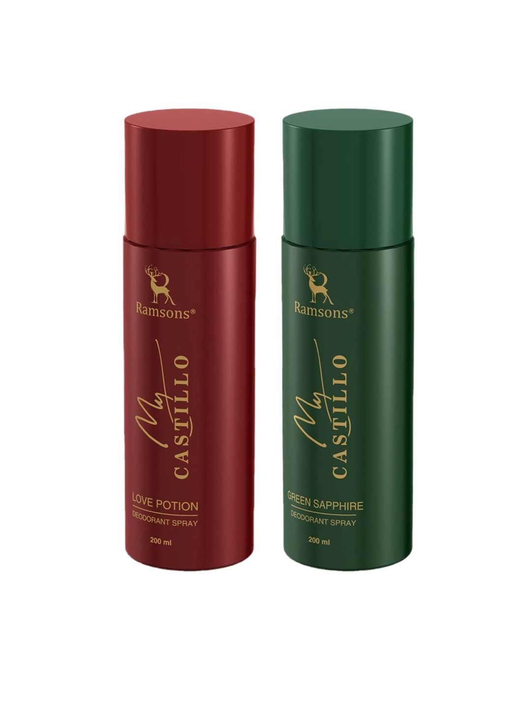 Ramsons Set Of 2 My Castillo Deodorant Spray - Love Potion & Green Sapphire - 200 ml Each, Red
Ramsons Set Of 2 My Castillo Deodorant Spray - Love Potion & Green Sapphire - 200 ml Each, Red