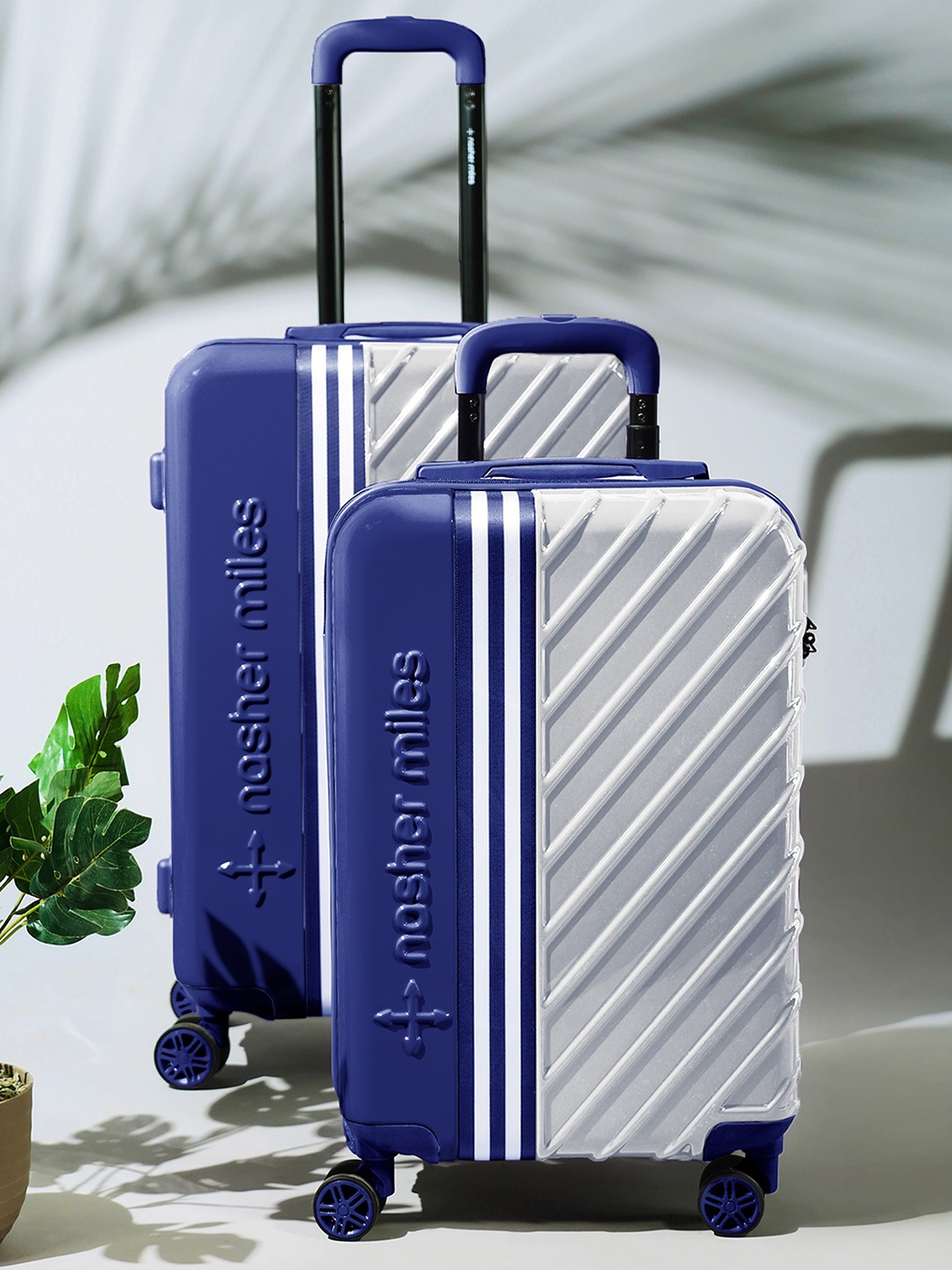 Nasher Miles Set Of 2 Vegas Hard-Sided Colourblocked Hard-Sided Trolley Suitcases, Blue
Nasher Miles Set Of 2 Vegas Hard-Sided Colourblocked Hard-Sided Trolley Suitcases, Blue