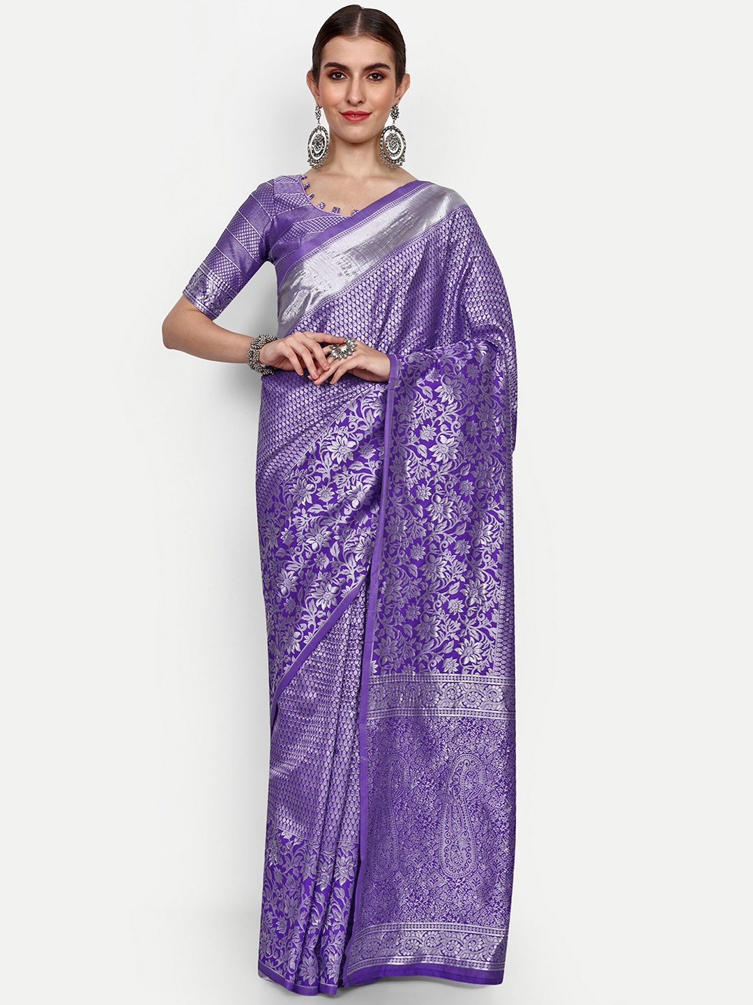 ALMAARI FASHION Ethnic Motifs Woven Design Zari Pure Silk Kanjeevaram Saree, Lavender
ALMAARI FASHION Ethnic Motifs Woven Design Zari Pure Silk Kanjeevaram Saree, Lavender