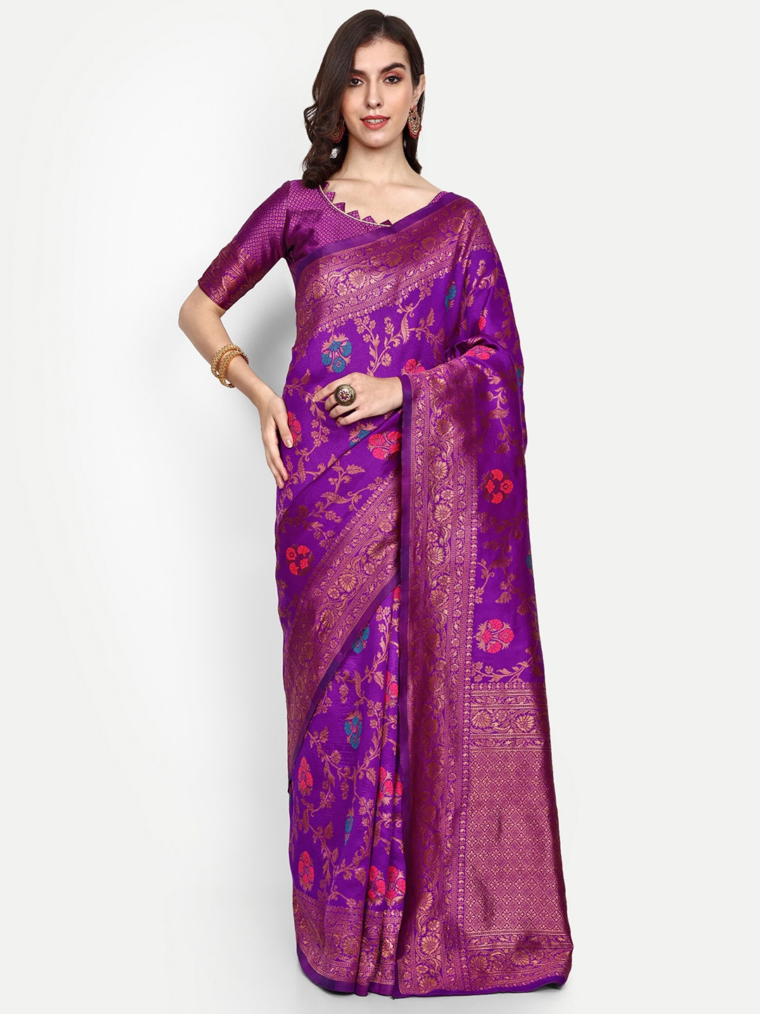 ALMAARI FASHION Ethnic Motifs Woven Design Zari Pure Silk Kanjeevaram Saree, Magenta
ALMAARI FASHION Ethnic Motifs Woven Design Zari Pure Silk Kanjeevaram Saree, Magenta