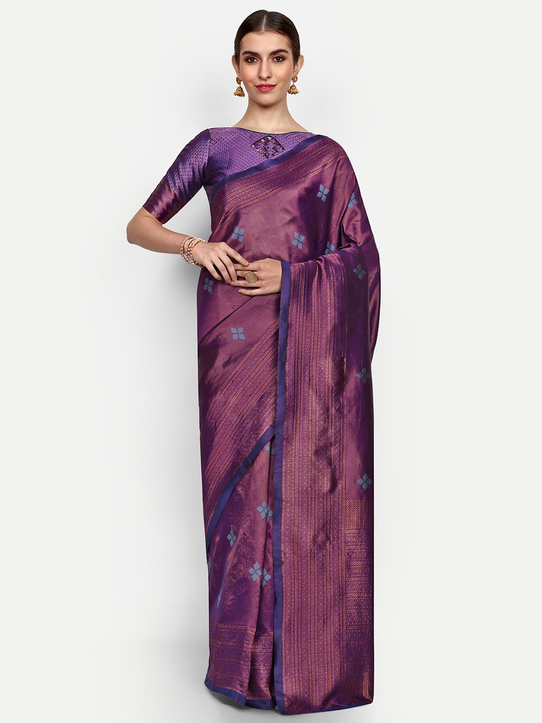 ALMAARI FASHION Ethnic Motifs Woven Design Zari Pure Silk Kanjeevaram Saree, Navy blue
ALMAARI FASHION Ethnic Motifs Woven Design Zari Pure Silk Kanjeevaram Saree, Navy blue