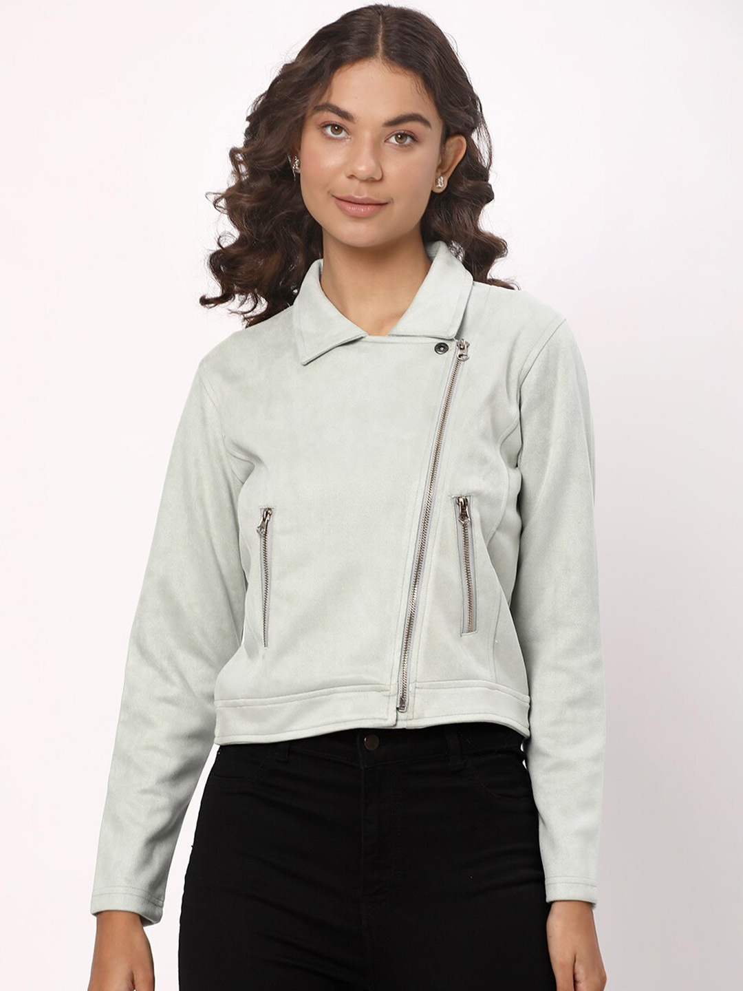 R&B Spread Collar Sporty Jacket, Green